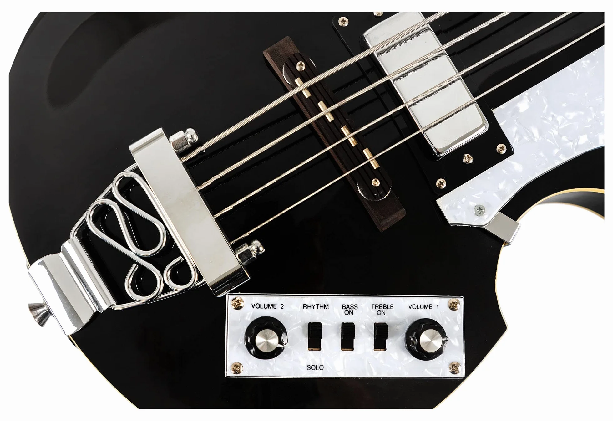 Rocktile VB-1 “Sir Paul” Vintage Beatbass - Violinbass - Bassgitarre - Hollowbody - 2 Humbucker - Schwarz