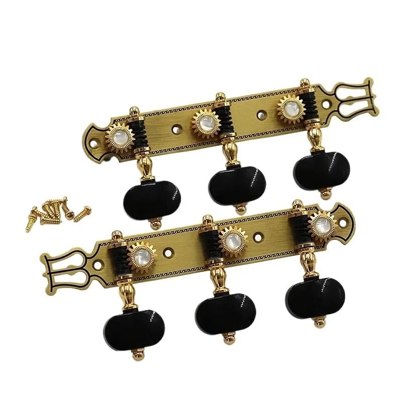 Gitarren-Stimmwirbel, Vintage-Stil, reines Kupfer, eingelegte Schale, klassische Gitarre, Stimmwirbel, Stimmwirbel 3L3R, 1 Set