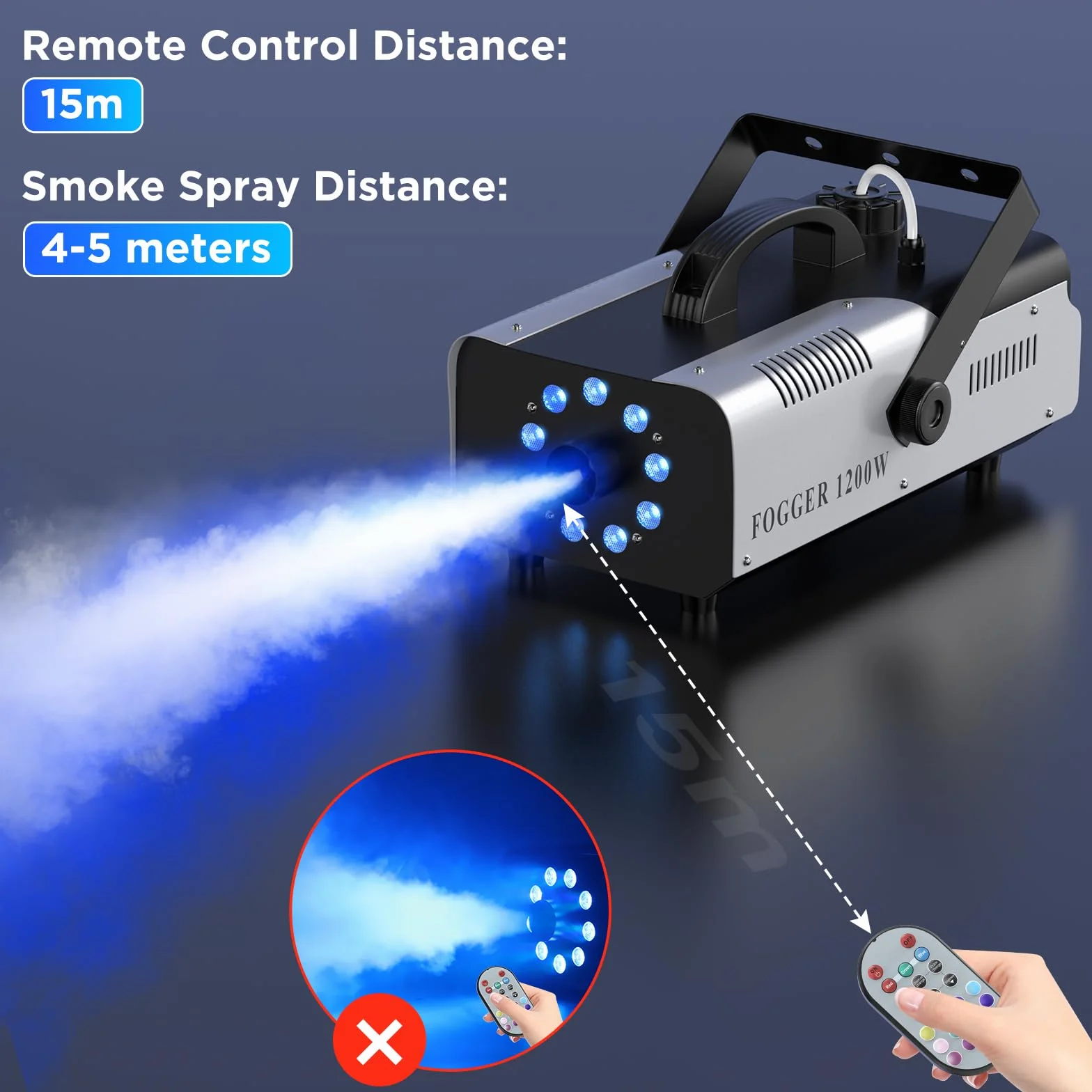 1200W Nebelmaschine 9 RGB 3 in 1 LED Rauchmaschine mit kabelloser tragbar Smoke Machine für Bar Hochzeitsfeiern Disco Party Club Bühnenauftritte Halloween