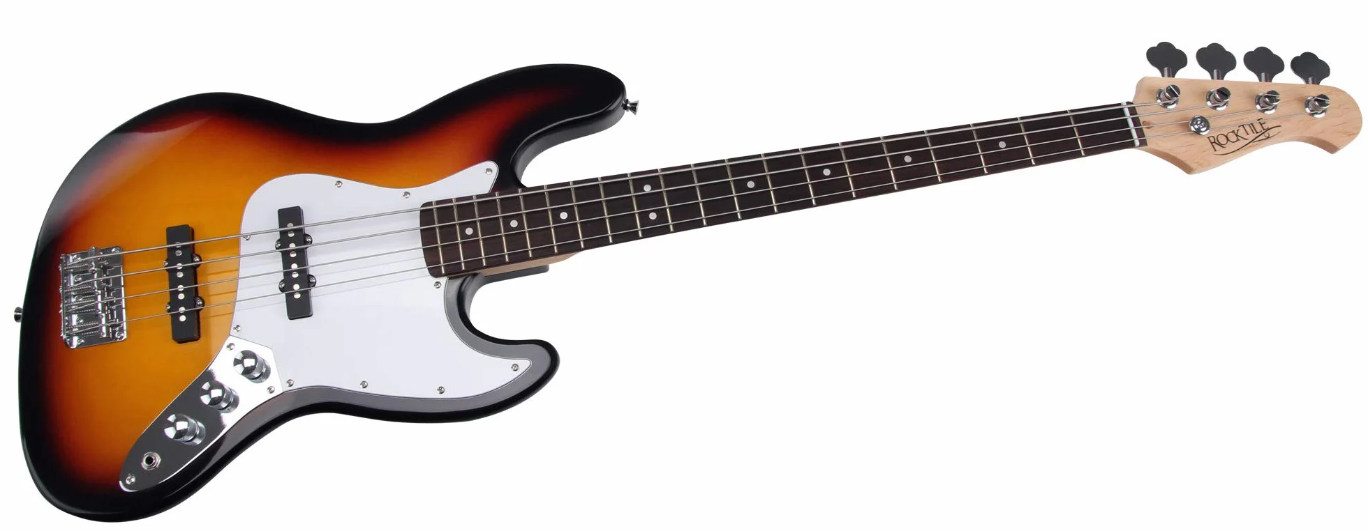 Rocktile Fatboy II SB E-Bass Sunburst - Jazz-Style E-Bass - 2 Single Coil Tonabnehmer - Korpus: Linde - Griffbrett: Palisander - Mensur: 34" Longscale - Sunburst