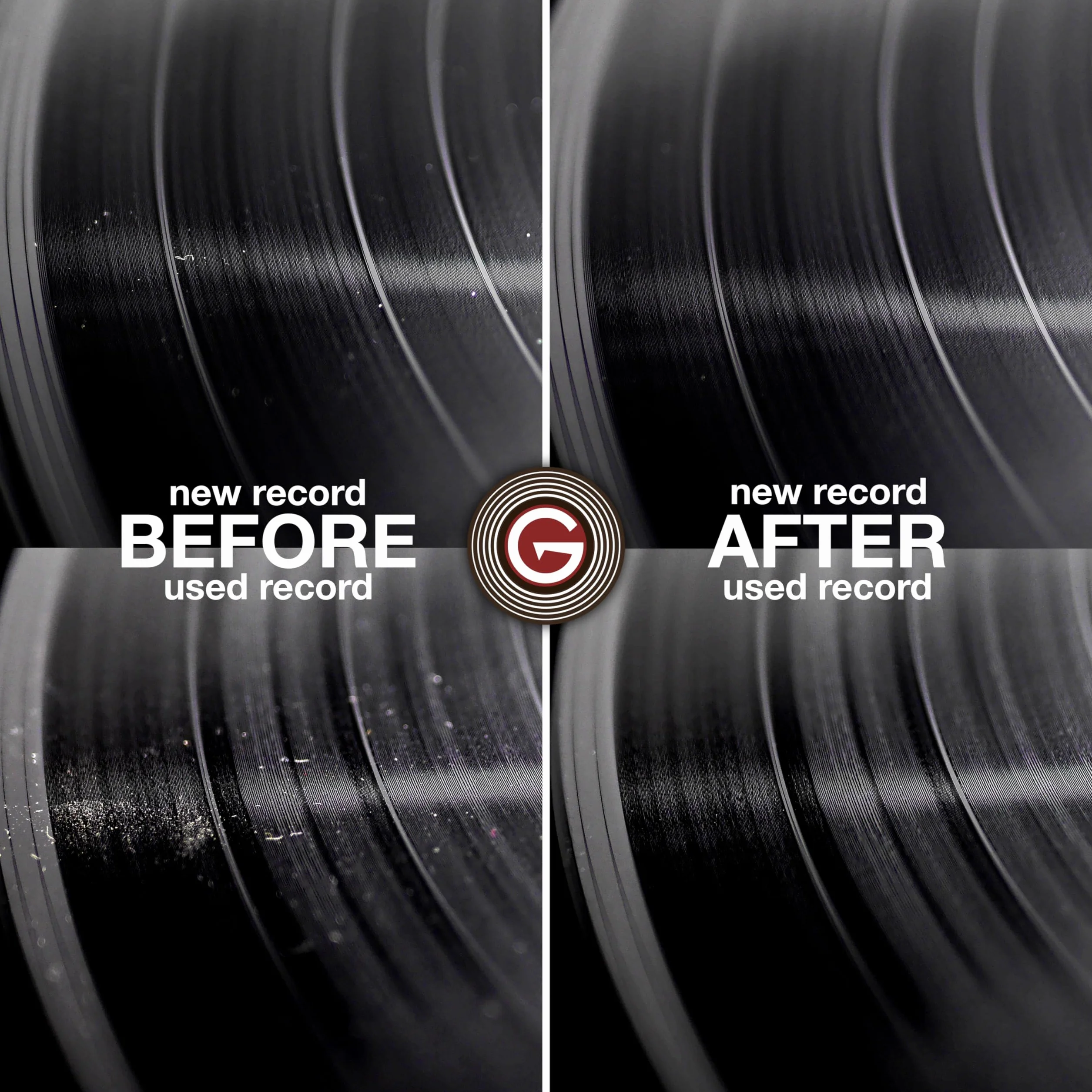 GrooveWasher Intro Record Care System - Essentials für die Reinigung der Schallplattensammlung, einfacher Sprüh-on G2 Reiniger, kratzfreies Mikrofaser-Reinigungspad + Bonus-Etikettenschutz