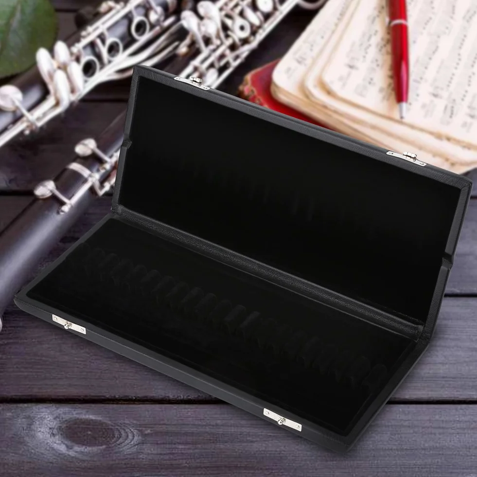 Oboen-Schilf-Etui, Holz-PU-Leder-Abdeckung, Aufbewahrungsbox für Oboen-Reeds (20 Stück)