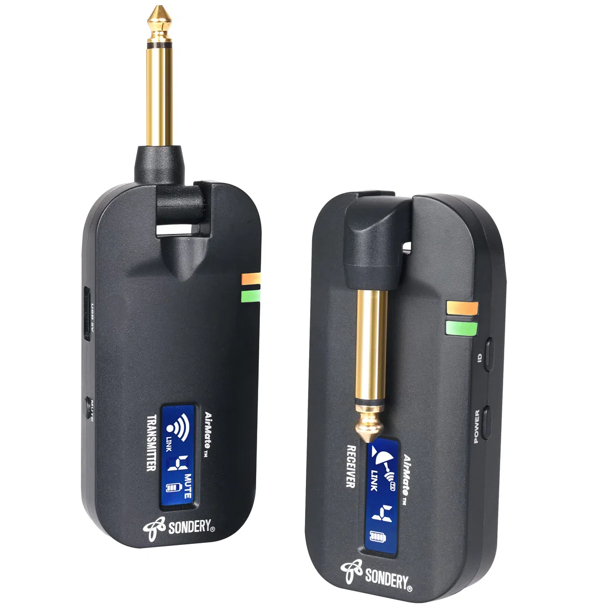 Sondery Kabellos 5,8GHz Gitarren Sender Empfänger, digitales Gitarrensystem wiederaufladbar, kabelloses Gitarren-Basskabel für Gitarren-Bass