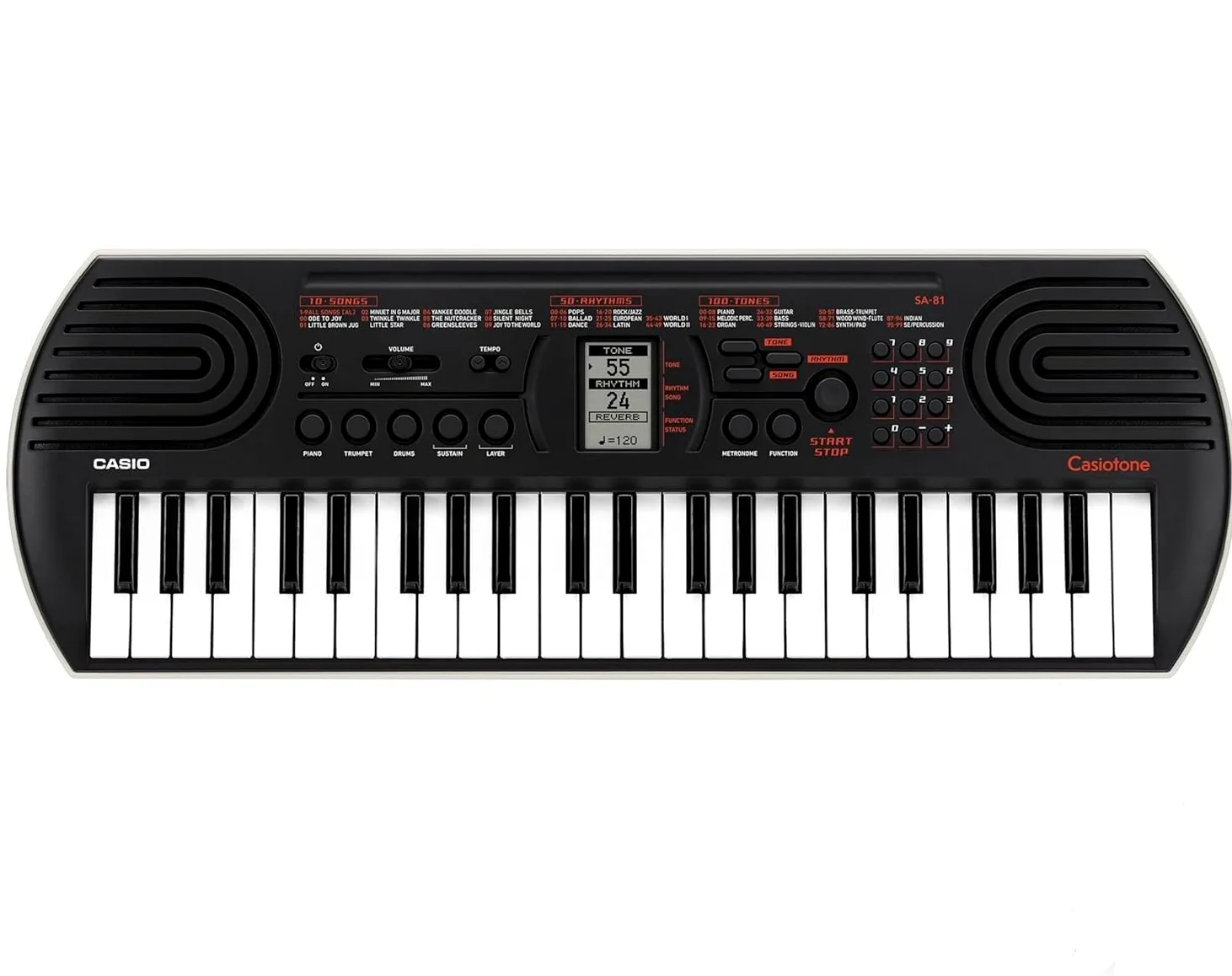 Casio SA-81 Mini-Keyboard mit 44 Mini-Tasten, schwarz