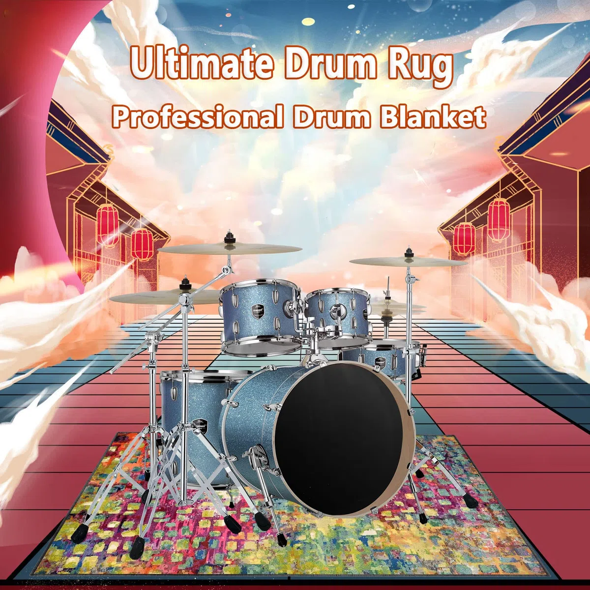 EYZO Drum-Teppich Schlagzeugteppich Trommel Schallschutz Teppich rutschfeste Matte für E Drum Schlagzeug Elektronisch Snare Teppich Snare Drum Musikinstrumente Schalldicht Teppiche, 160CMx100CM