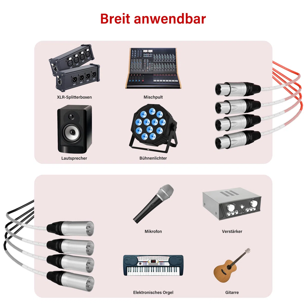 Flachbau-XLR-Sende-Leiterplatten-Snake-Kabel, kompakte XLR-Box-Snake für Live, Aufnahme, Bühne, Studio, 12 Kanäle 4 Rückkanäle 100 Fuß (30,48 m) lang