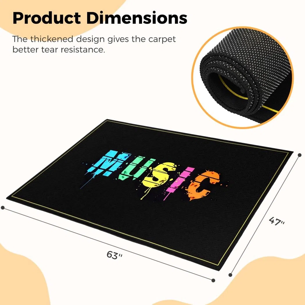 Schlagzeugteppich, Schlagzeugmatte, Elektrischer Schlagzeugteppich, Schalldichte Teppichpolster, Schlagzeugzubehör für E-Drums, Jazz-Drum-Set, Geschenk für Schlagzeuger, Schlagzeugzubehör,47"x63"