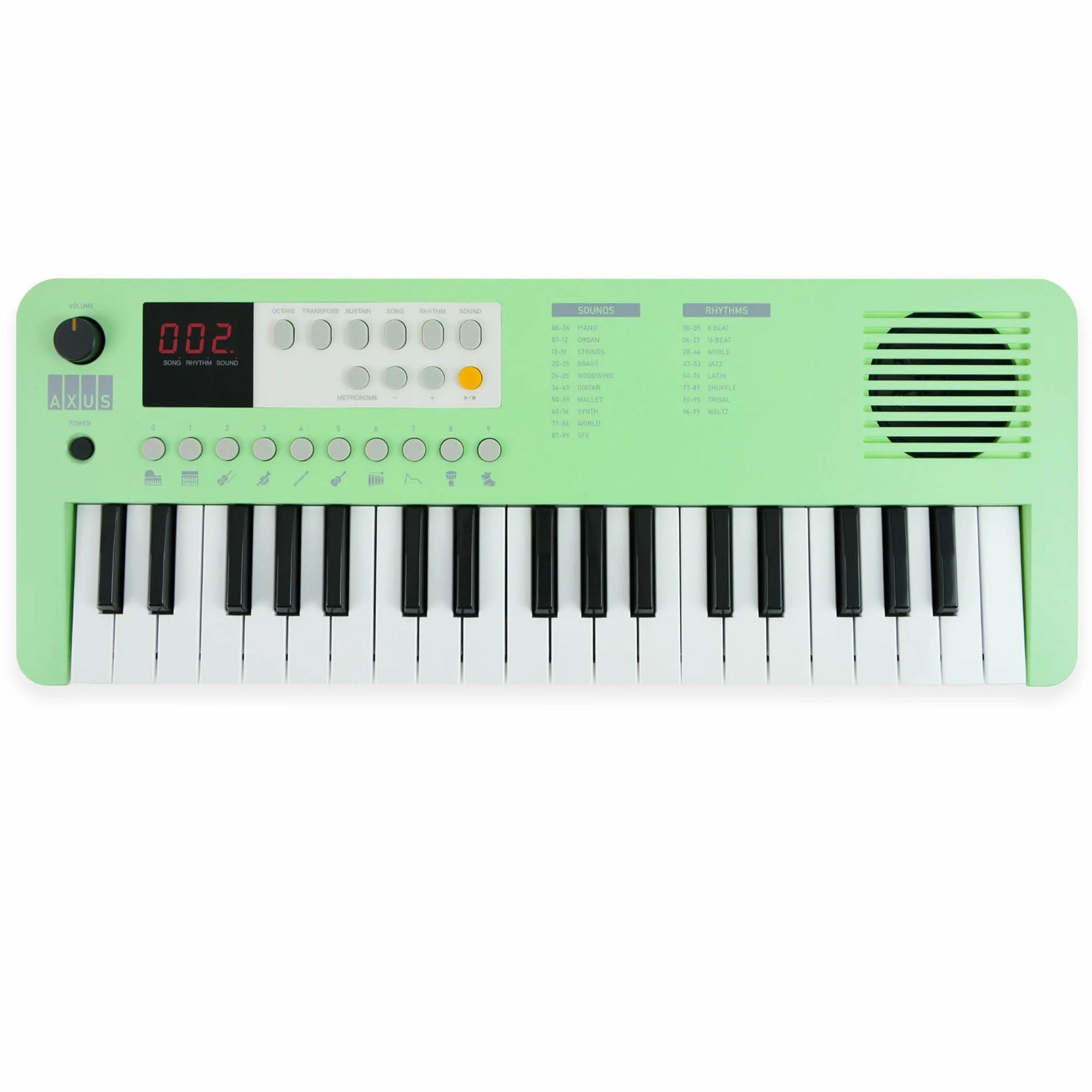 Axus Tragbares 37 Mini Portable Keyboard In Mintgrün – Lustiges E-Piano Für Anfänger, Usb-C Oder Batteriebetrieb