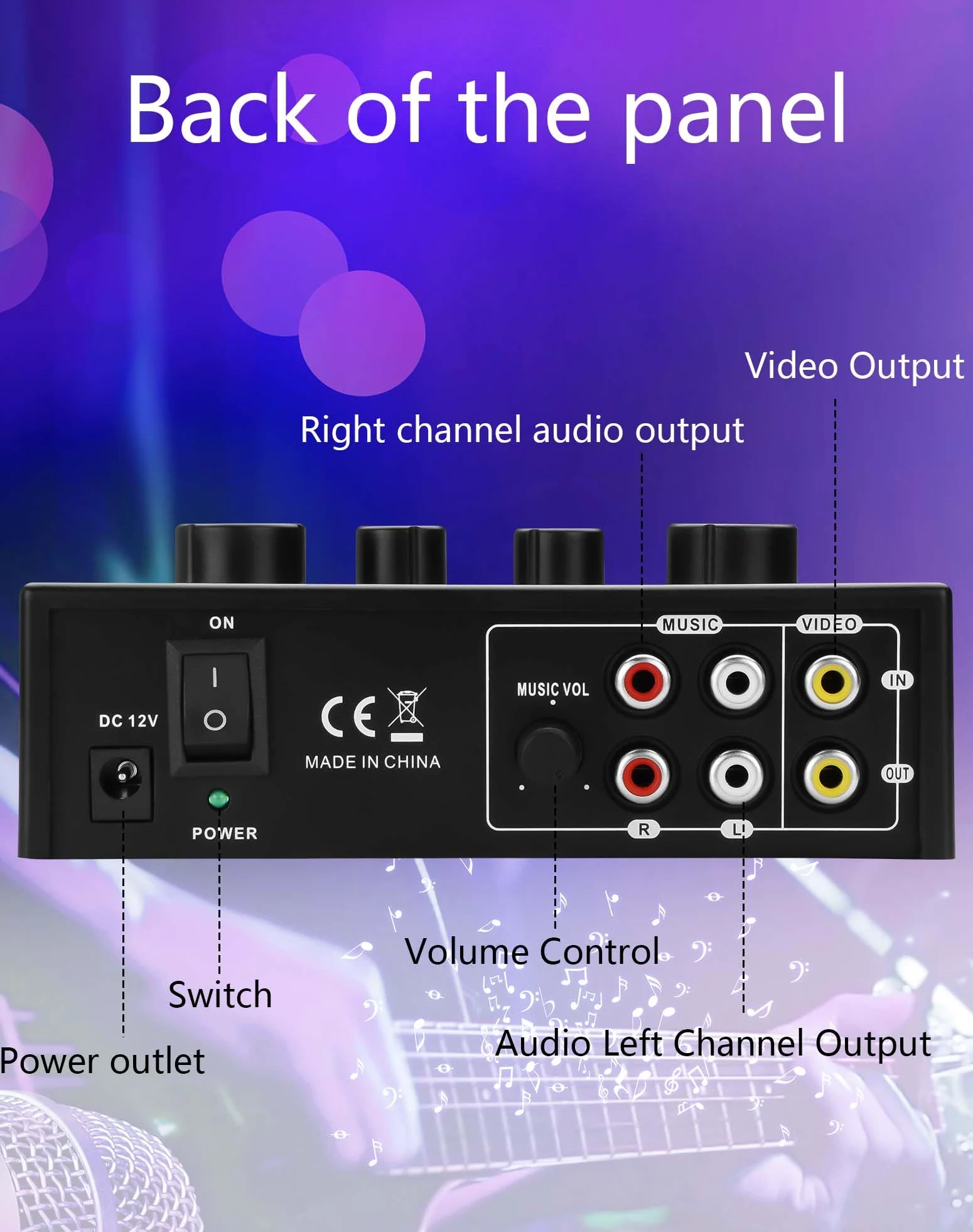 CERRXIAN Karaoke-Soundmixer, zwei Mikrofonanschlüsse mit Echo-Regler, kompatibel mit Fernseher, Computer, Smartphone und Tablet für Karaoke-Partys zu Hause