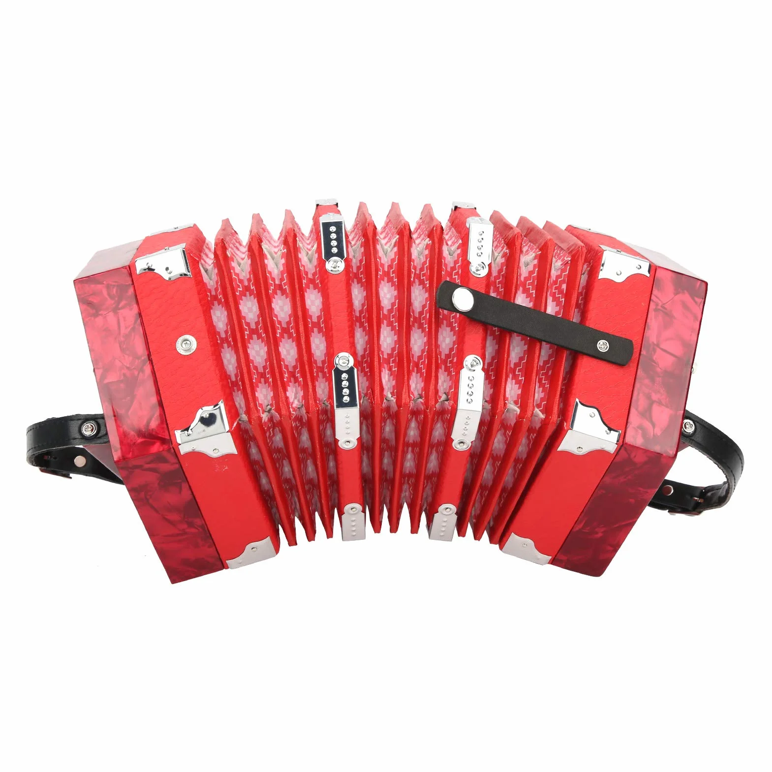 Ergonomisches Design Concertina Instrument Professionelle Akkordeon Concertina 3 Farben zur Verbesserung des Rhythmusgefühls für den Außenbereich(red)