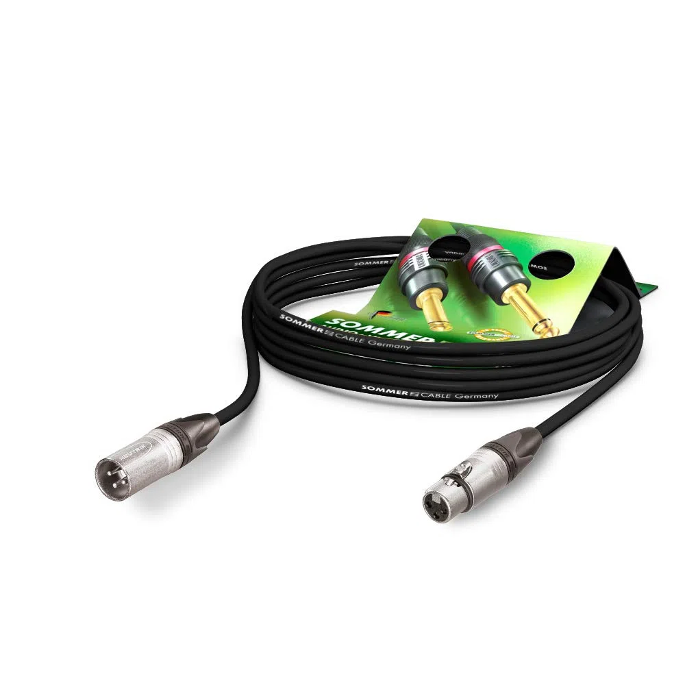 Sommer Cable Mikrofonkabel Stage 22 Highflex XLR 3-pol Neutrik NC3MXX / XLR 3-pol Neutrik NC3FXX, mit Klettband, schwarz (10m)