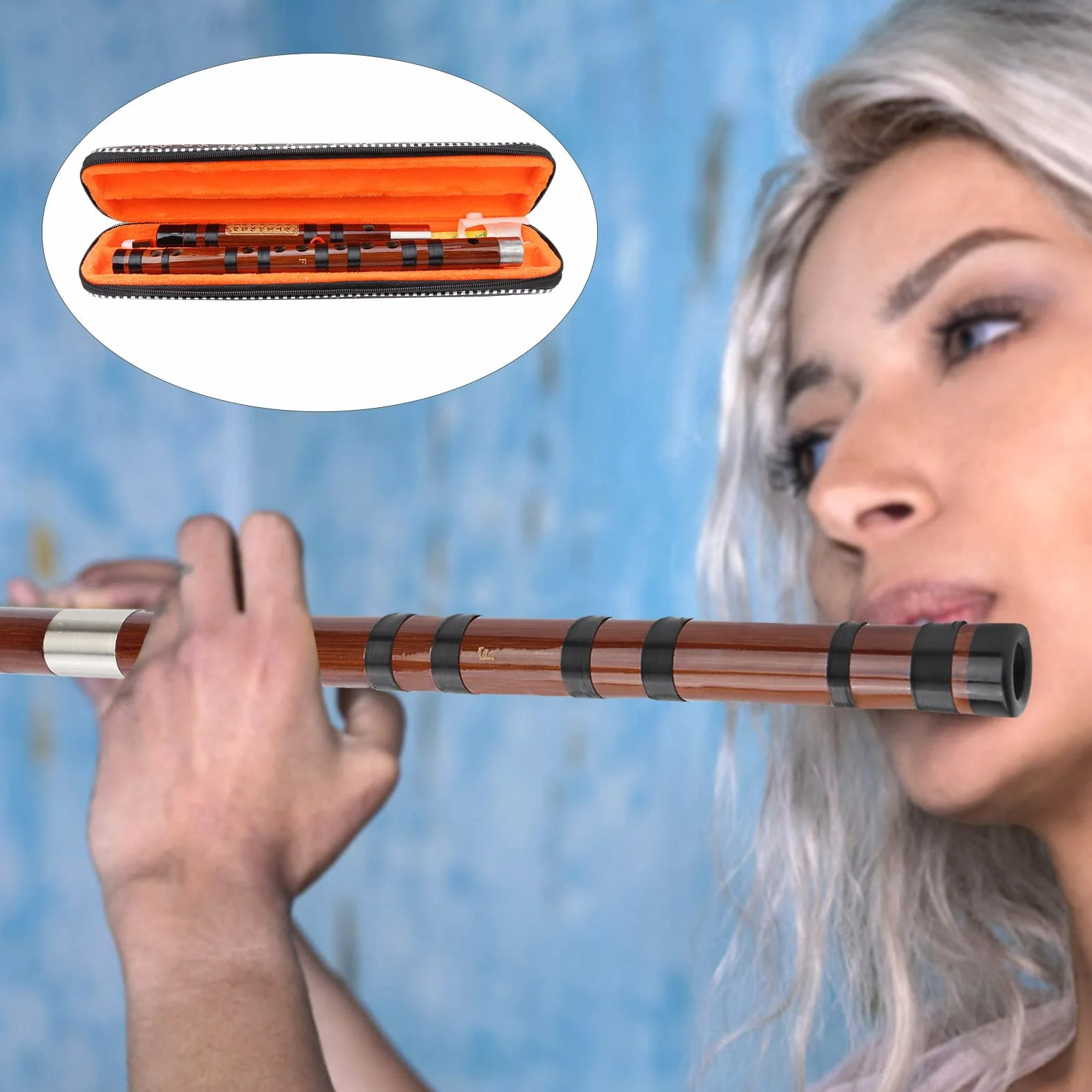Dizi Bambusflöte F-Schlüssel mit Transporttasche aus 8-jährigem Bitterbambus für professionelle Musiker, Musikenthusiasten und Traditionellmusik Anfänger