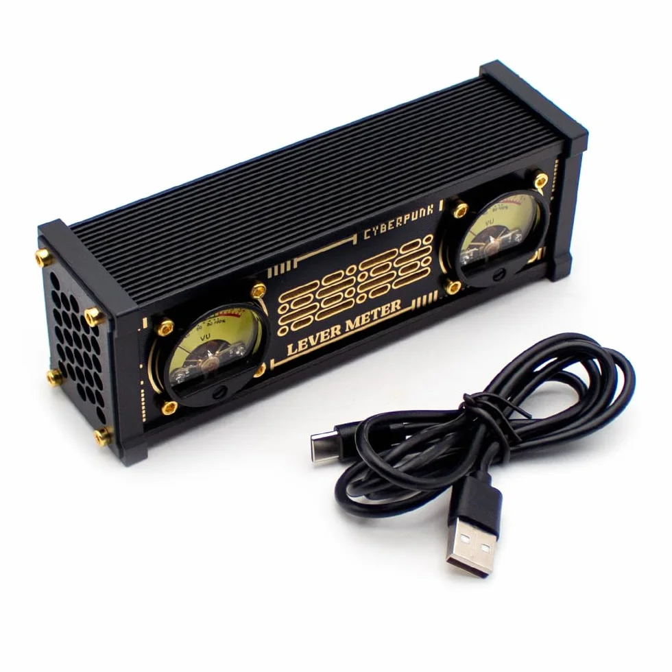 Sound aktiviertes VU Meter, mit RGB Hintergrundbeleuchtung, Stereo Mikrofon Lautstärke, Desktop Audiopegelanzeige, für Heim Audiosysteme