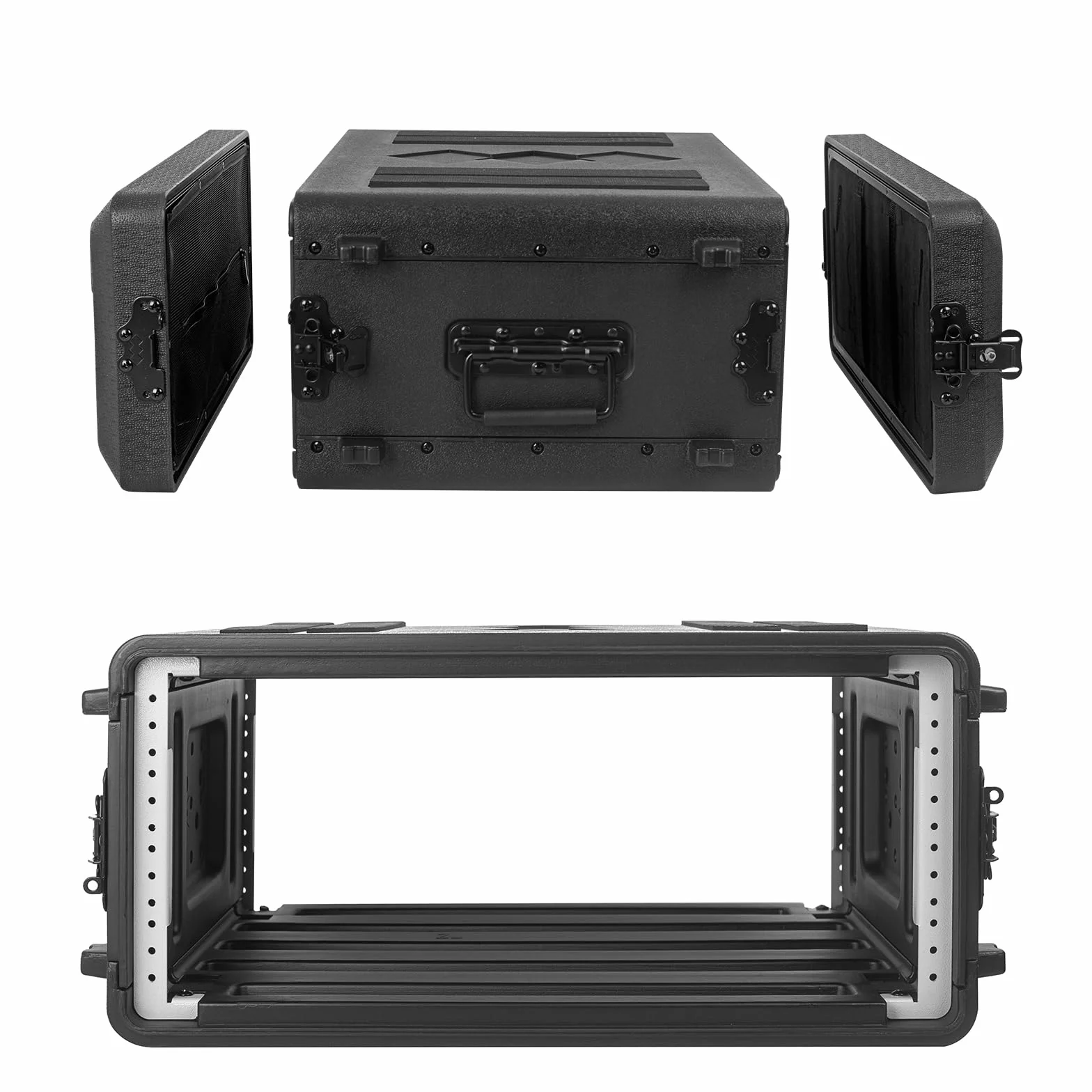 4U-Rack-Koffer, flach, 16 Zoll tief, 19 Zoll Rackmount-Flight-Road-Reisekoffer, wasserdichter Schutzkoffer mit Schaumstoffeinlage