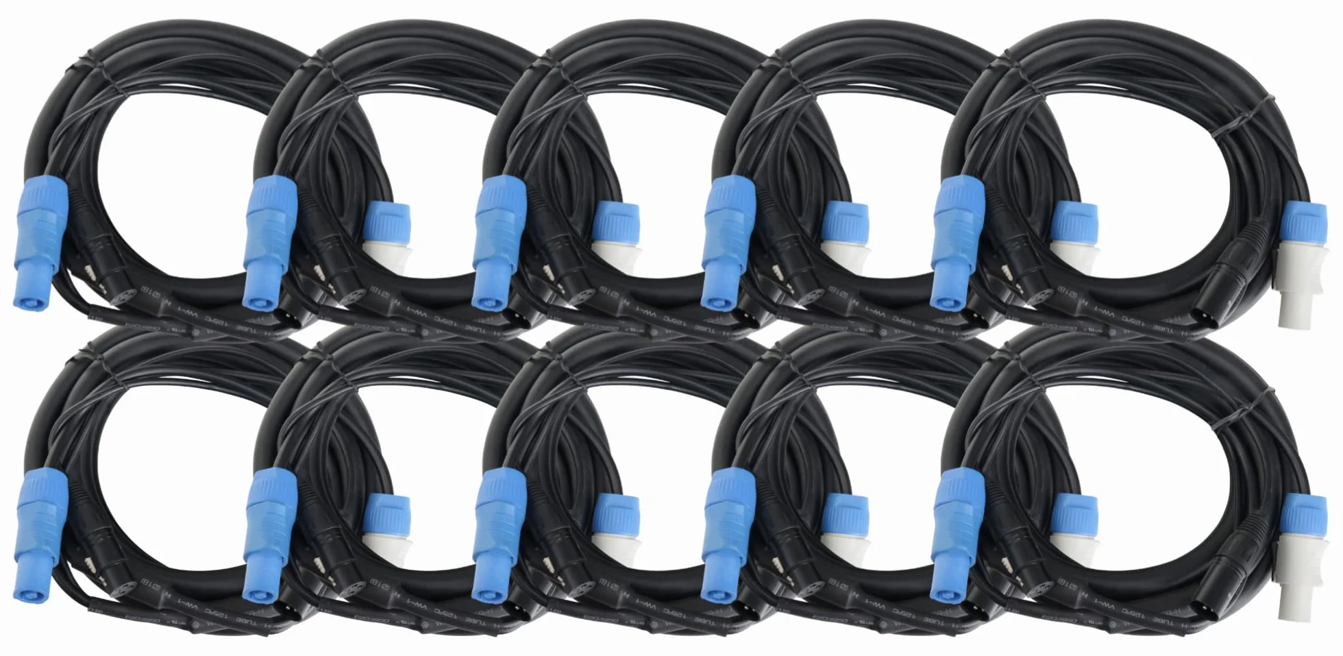 Pronomic Stage PPD-5 Hybridkabel Powerplug/DMX 10x Set - Kombi-Kabel für Stromversorgung und DMX-Signal - Kein Kabelsalat mehr bei der Verbindung zu Lichteffekten - Länge: 5 m - Schwarz