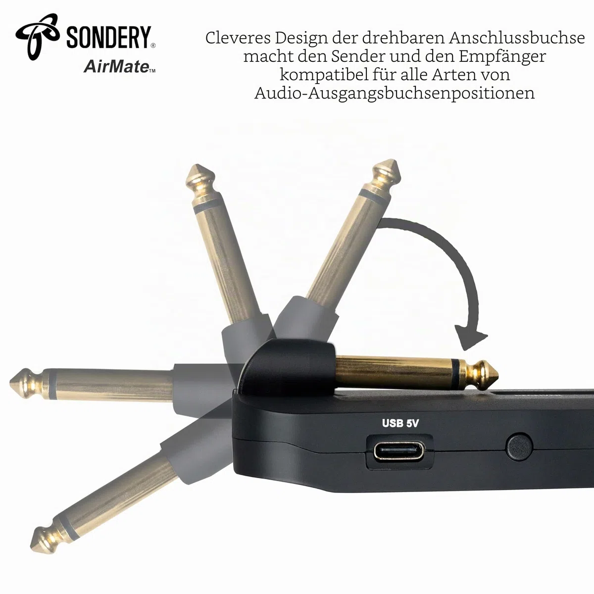 Sondery Kabellos 5,8GHz Gitarren Sender Empfänger, digitales Gitarrensystem wiederaufladbar, kabelloses Gitarren-Basskabel für Gitarren-Bass