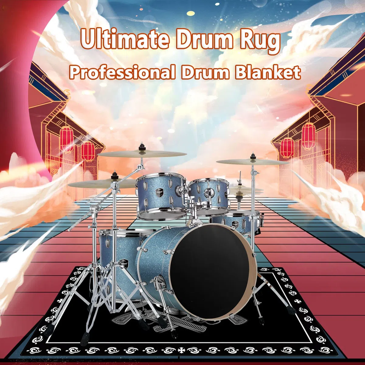 EYZO Drum Teppich Schlagzeug Teppich Trommel Schallschutz Teppich Schalldicht Matte für E Drum Schlagzeug Elektronisch Snare Teppich Snare Drum Musikinstrumente rutschfeste Teppiche, 160CMx120CM