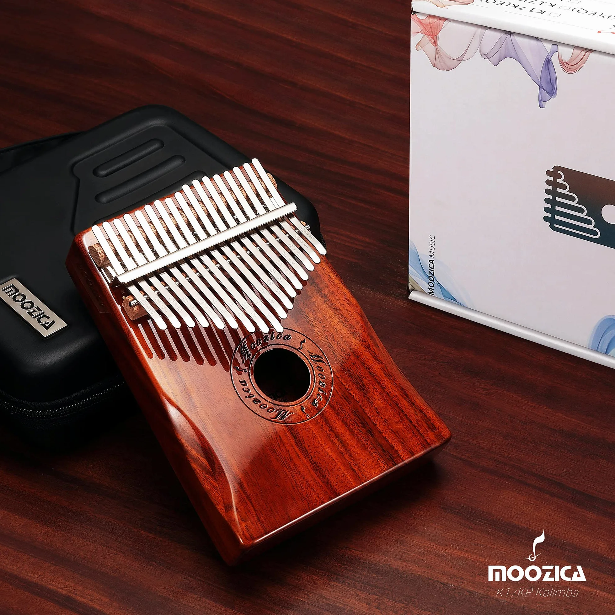 MOOZICA 17 Schlüssel Kalimba Marimba, High Qualität Professionelle Finger Daumen Piano daumenklavier Musikinstrument (Koa Holz-K17K)