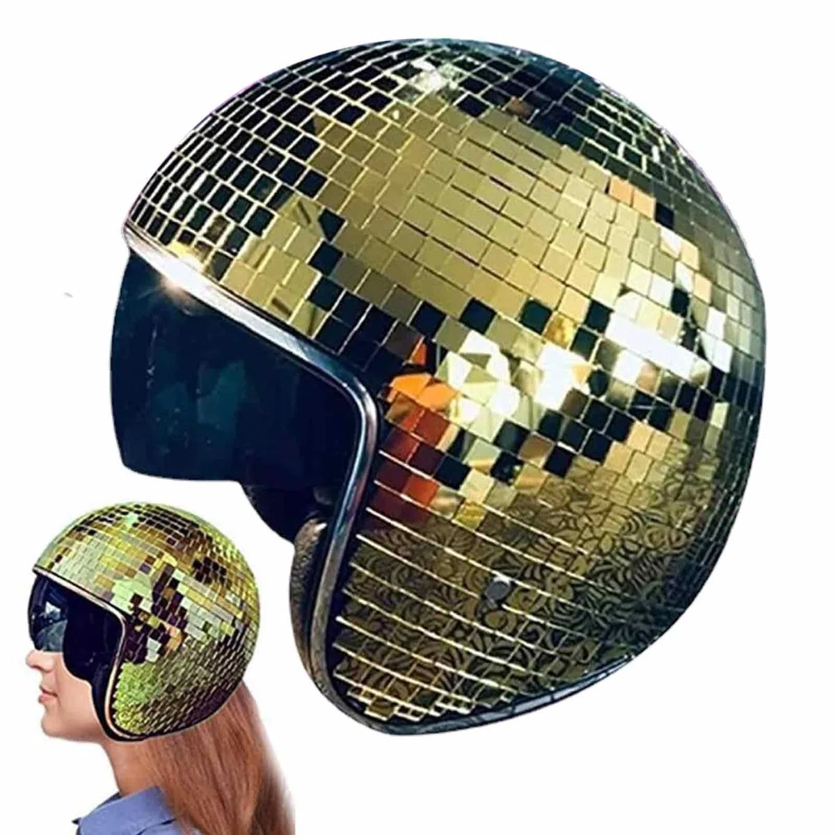 Discokugel Hüte, Disco Spiegel Hut, Glitzer Spiegel Glas Disco Ball Hut, DiscoKugel Spiegel Hut Mit Einziehbarem Sonnenschutz, Glas Disco Kugel Hut Für Club, Bühne, Bar(Silber)