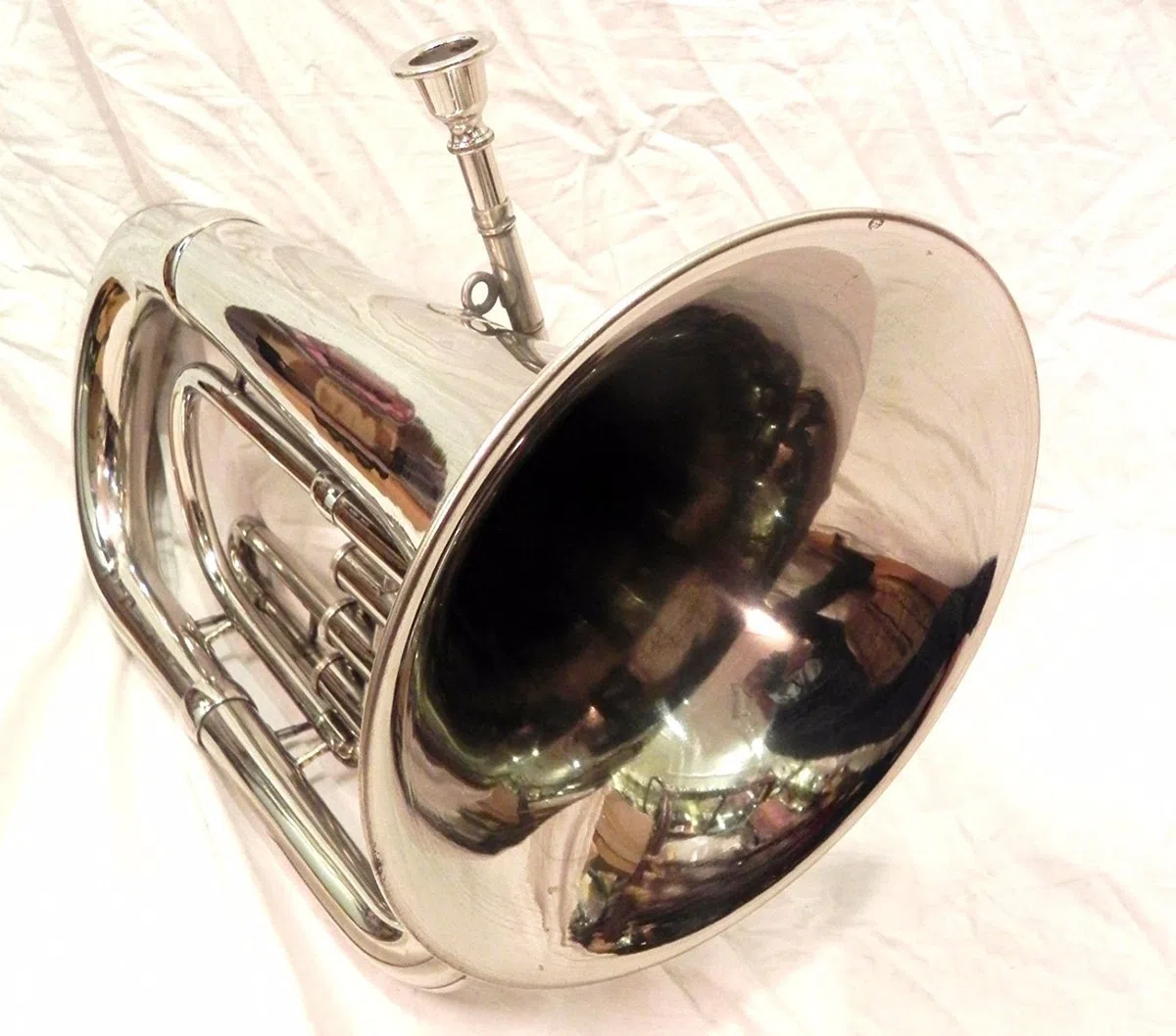 Euphonium Silber Chrom Polish 3 Ventil Euphonium & Mund Stück mit Tragetasche by sonorous