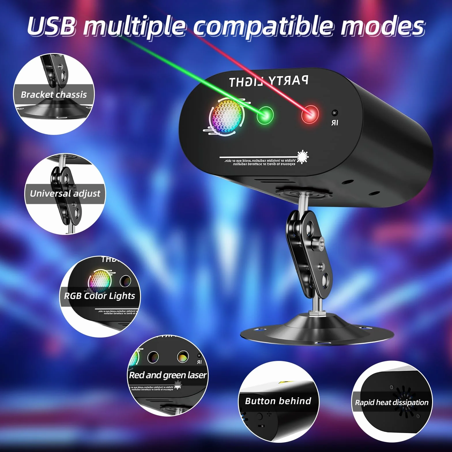 Bola de discoteca para DJ, luz estroboscópica LED para escenarios, proyector de luz, ideal para fiestas navideñas/raves/clubes/bares/decoración del hogar, regalos de cumpleaños y fiestas.