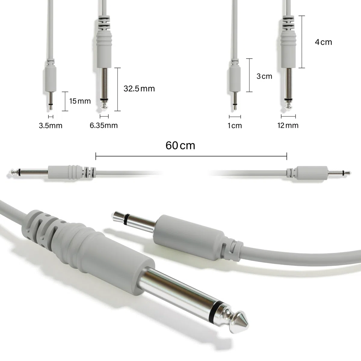 Mono Patchkabel - TS 3,5mm 1/8" zu 6,35mm 1/4" [13-Pack | 200 cm - 78,74"]