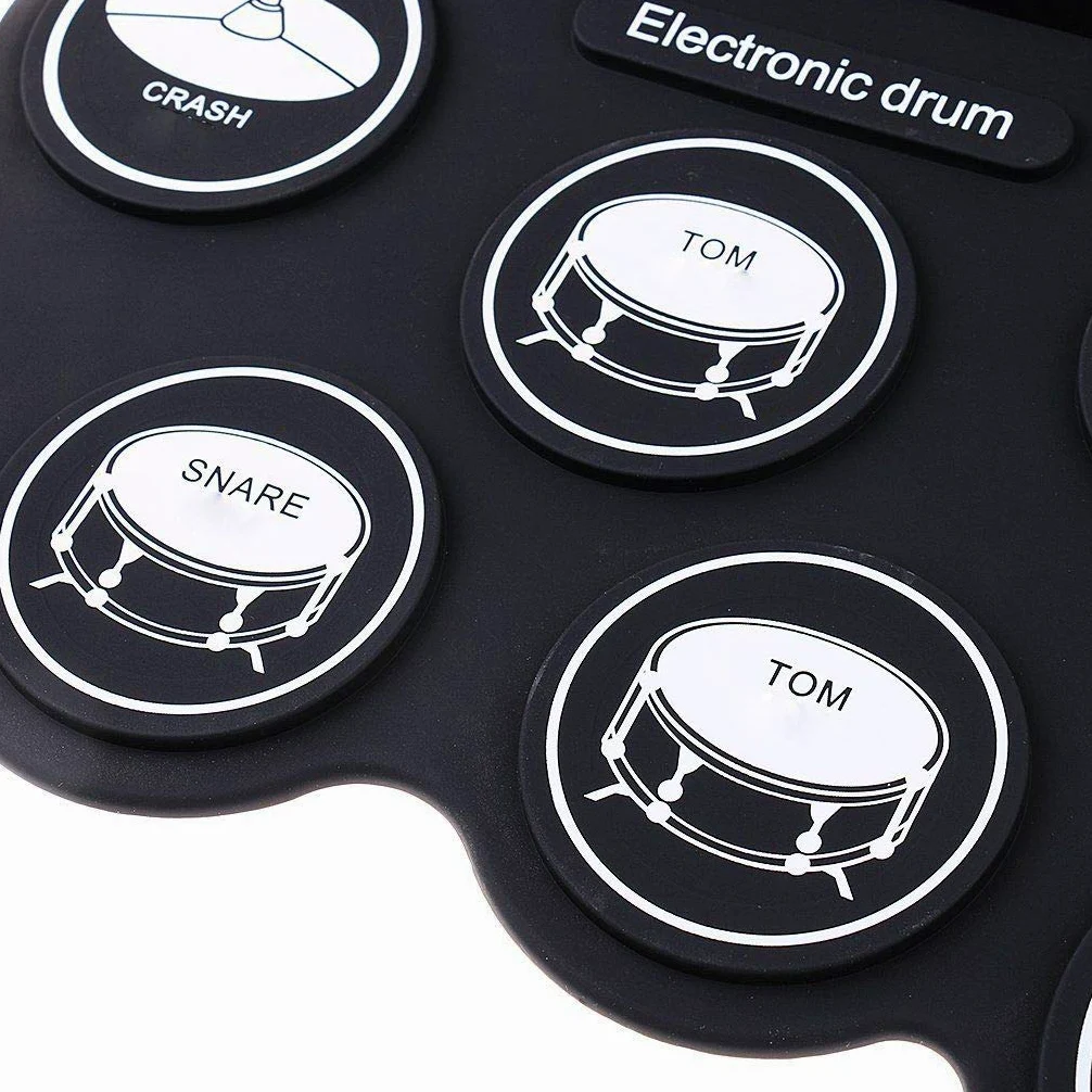 Schlagzeug elektronisch elektrische Trommel für Kinder anfänger, tragbare Digitale Faltbare Pads zum Aufrollen der Drums mit 2 Fußpedalen und Sticks für Jungen Mädchen Starter Geschenk