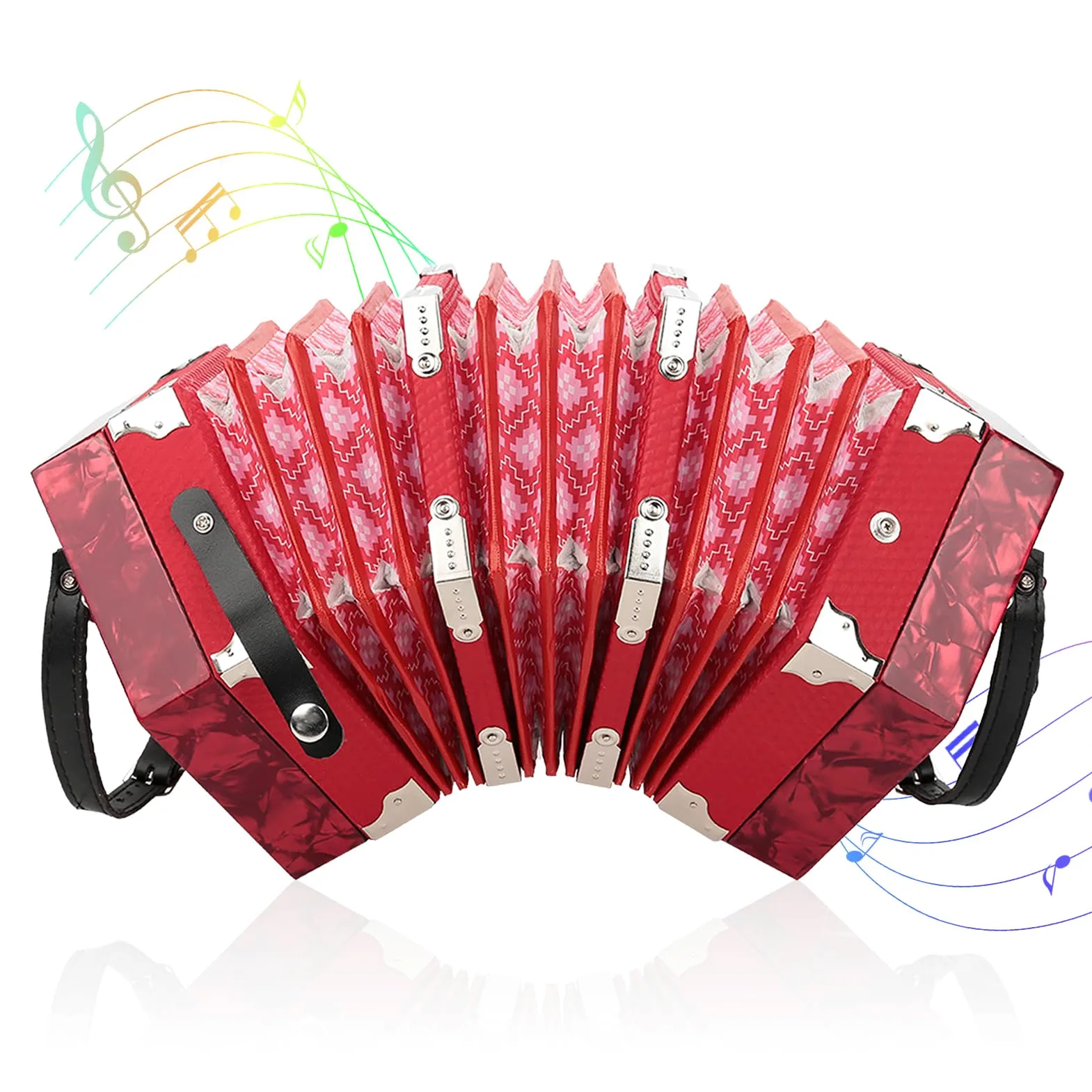 20-Tasten-Concertina Leicht und robust für Anfänger(Red)