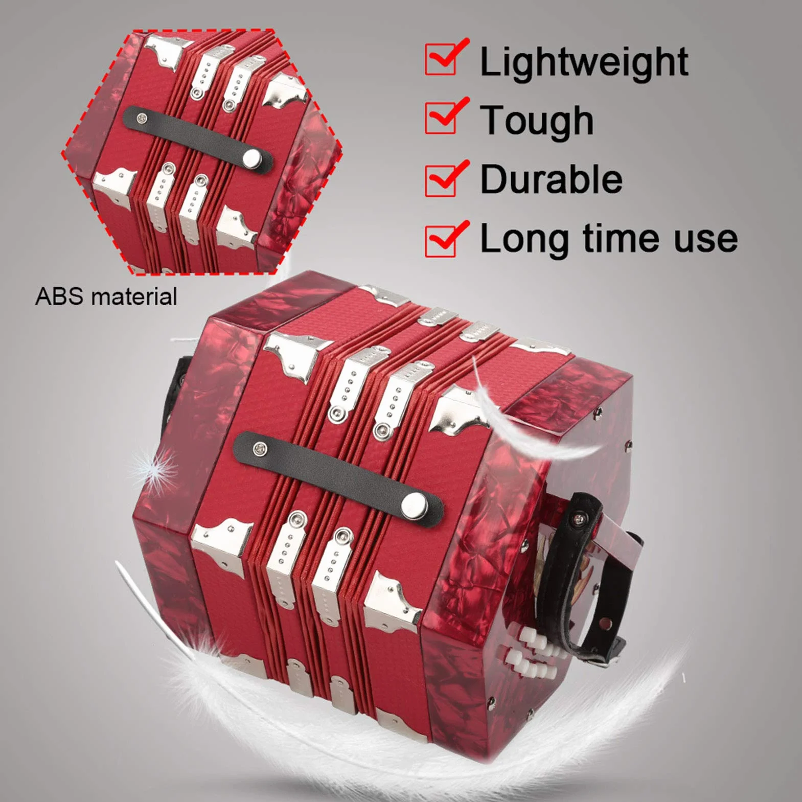 20-Tasten-Concertina Leicht und robust für Anfänger(Red)