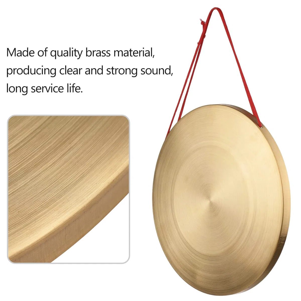 ACAGALA 30cm Hand Gong Becken Messing Kupfer Gong Kapelle Oper Schlaginstrument mit Rundspielhammer