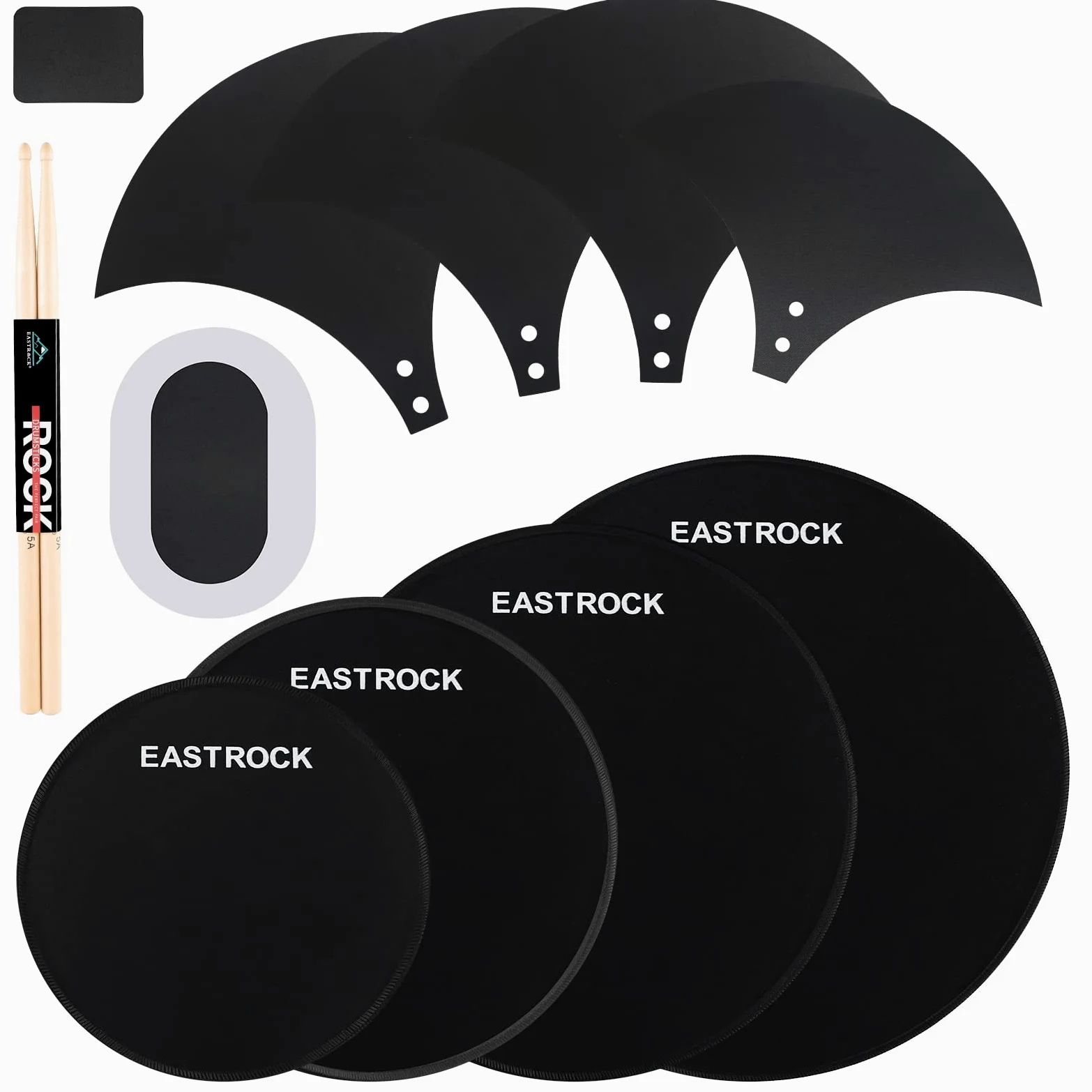 EASTROCK Drum Mute Pads Set 10 Stück mit Beckenpolster + Hi Hats Set Pad, Schaumstoff Drum Schalldämpfer Pads, passend für 25,4 cm, 30,5 cm, 35,6 cm, 40,6 cm (Drum Mute Pad)