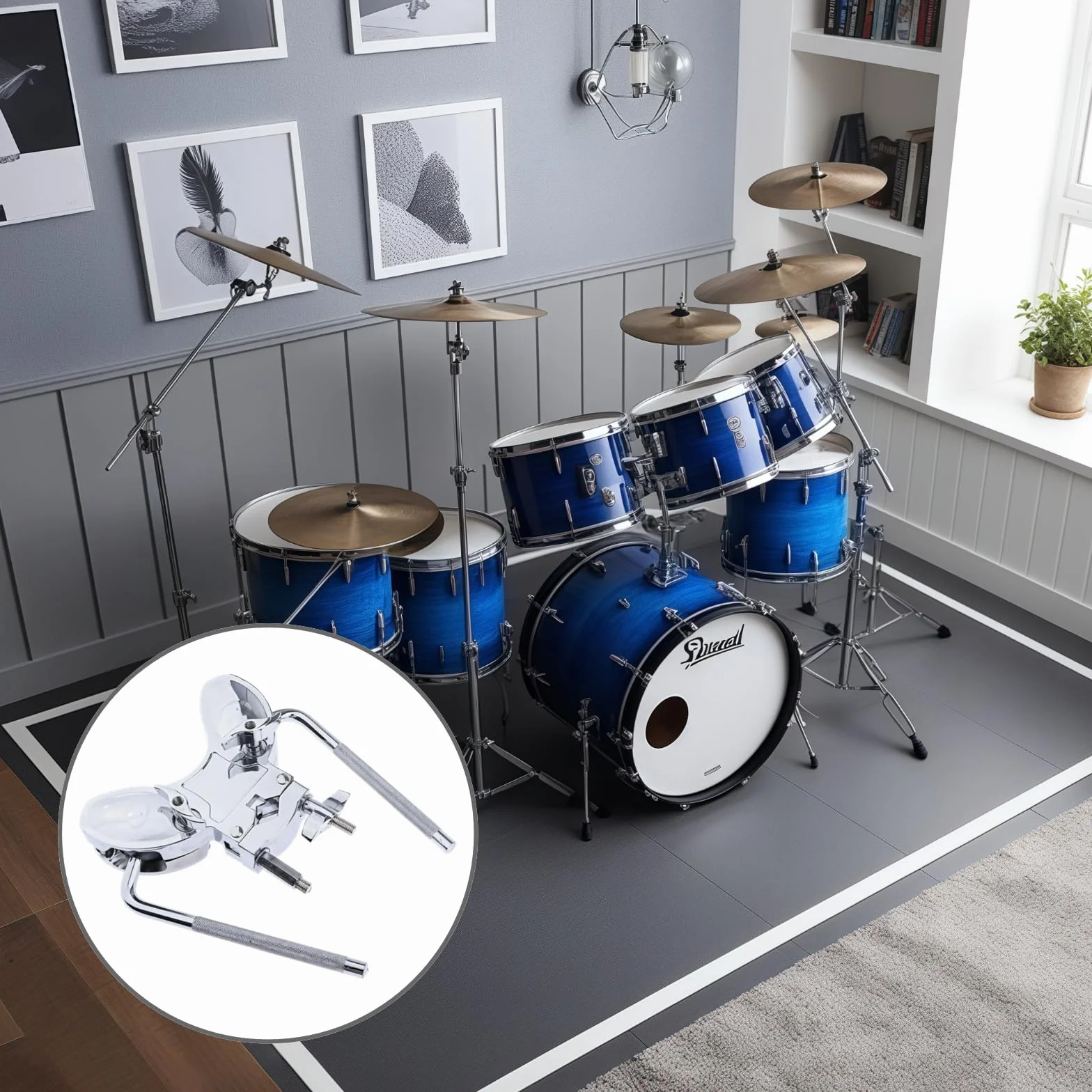 Solide Aluminium-Legierung Drum Rack Klemme, Doppel-Tom-Halterungsständer, galvanisierte Trommelhalterung, rostbeständiges Design, perfekt als Ersatz für Doppel-Tom-Trommel-Set