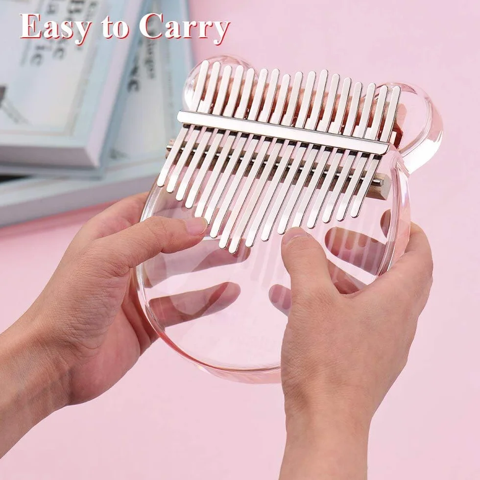 Kalimba 17 Tasten, klar Acryl Daumen Klavier Finger Kalimba mit EVA Mallets Tragehülle, Stimmen Lernwerkzeug für Anfänger