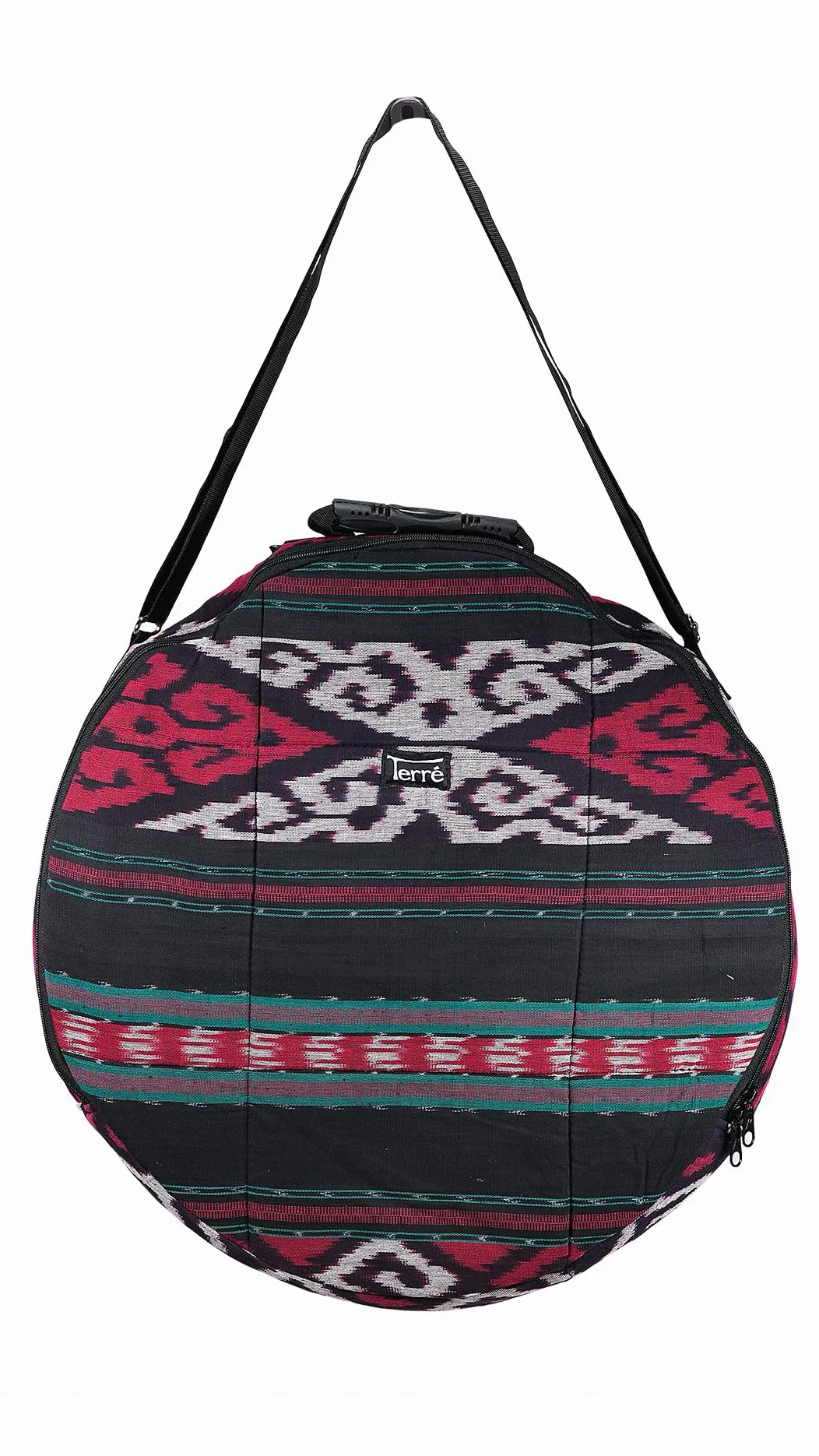 Shamandrum Tasche aus Ikat Farbig Ø 50 cm für Schamanentrommel Rahmentrommel - im MYSEVENDO Set - Rund Ritual Drum Trageriemen