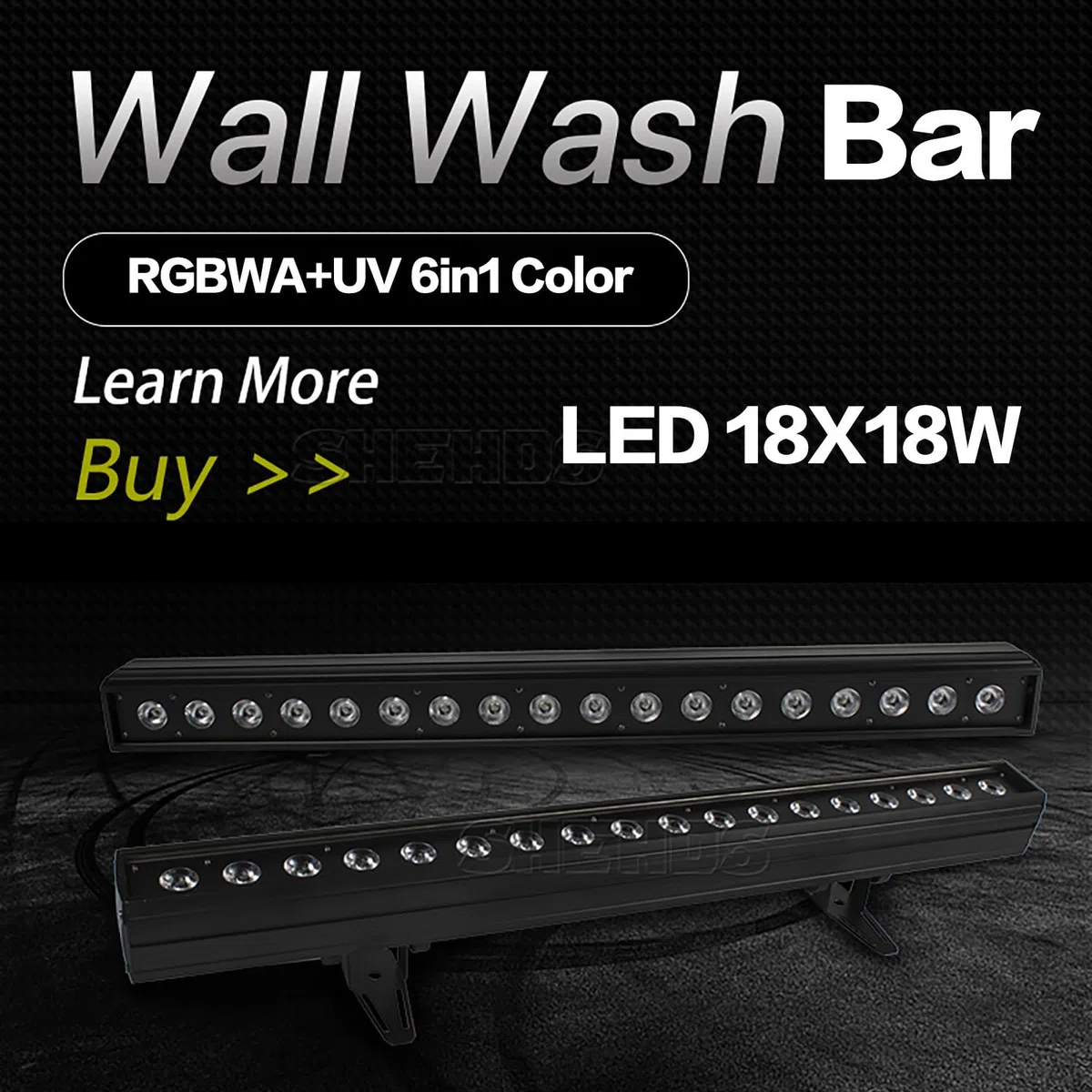 SHEHDS Wallwasher Bühnenlicht Bar 18x18W RGBWA+UV Bühnenwaschlichtleiste/Streifen 6IN1 LED Stroboskop-Effekt DMX512 Steuerung DJ-Lichter für Nachtclub, Disco, Live Show