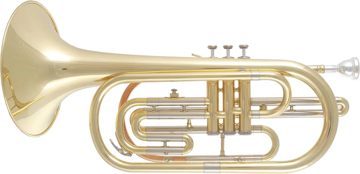 TMP-377 Basstrompete in B - Marching Posaune mit Goldmessing-Mundrohr - Marschposaune in Bb