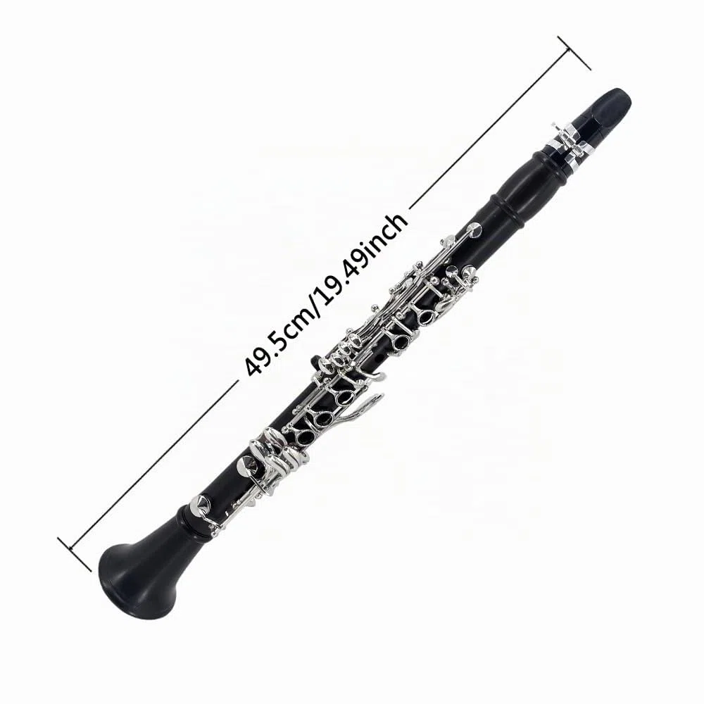Yinfente Professionelle B flache Klarinette, Ebonitholz, 2 Fässer, mit Tasche, Stoff, Zubehör (schwarz)