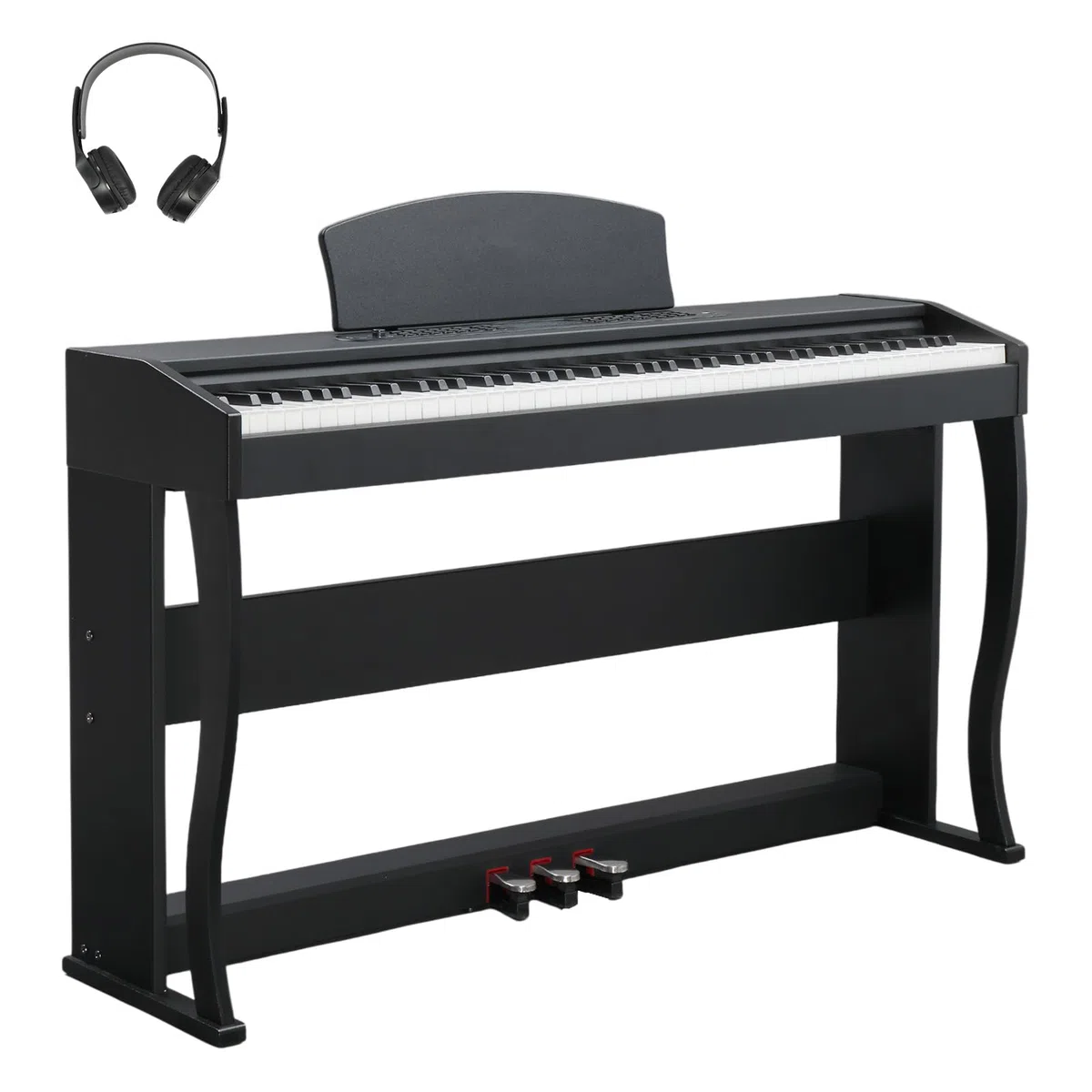 Bonnlo Digitalpiano mit 88 gewichteten Tasten, E-Piano Keyboard mit 3-Pedal-Einheit für Anfänger, MIDI-USB, Doppel-Bluetooth, LCD-Display, Stereolautsprechern, 800 Klänge und 200 Rhythmen, Schwarz