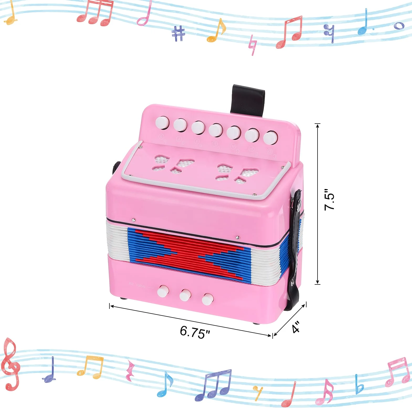 QUARKZMAN Knopfakkordeon 10 Tasten Ziehharmonika Mini Musikinstrument Geschenke für Erwachsene Anfänger Bildung, Hellrosa