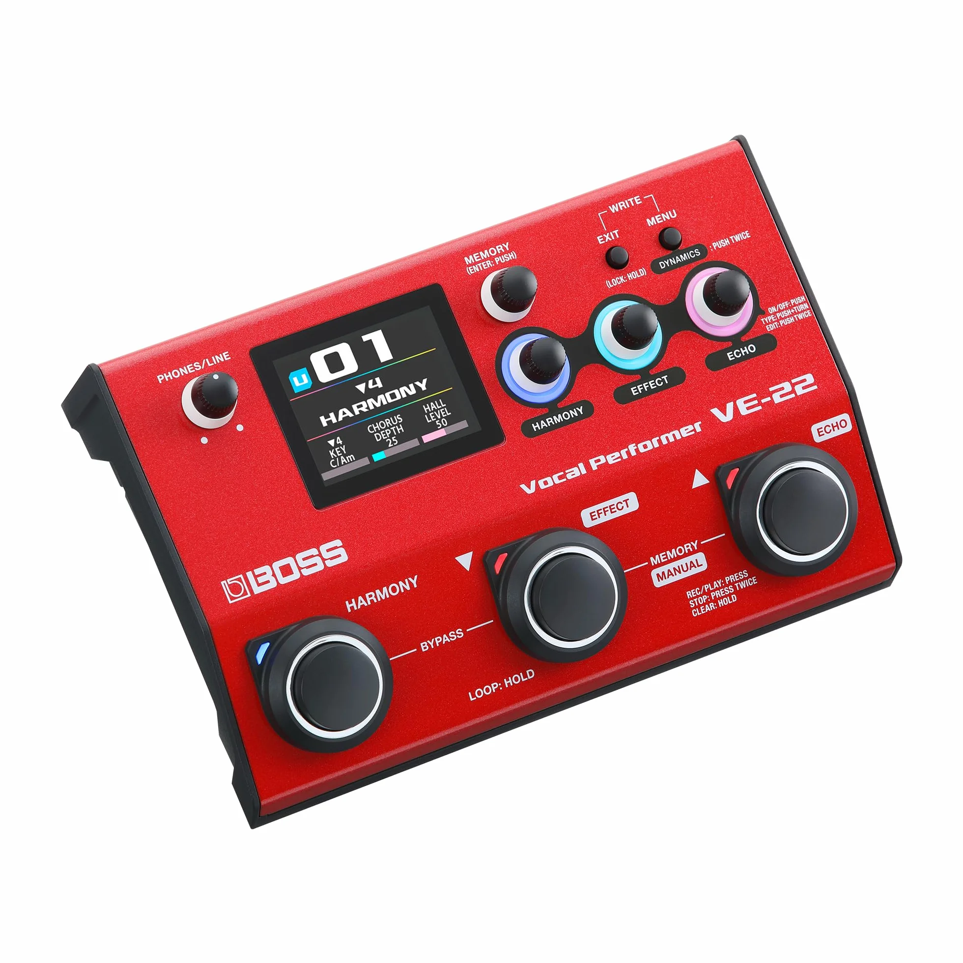 BOSS VE-22 Vocal Performer | Moderner Multieffekt-Prozessor für Sänger | Leistungsfähige Harmonie- & Doubler-Funktionen | Automatische Tonhöhenanpassung | Perfekt für Live-Performances