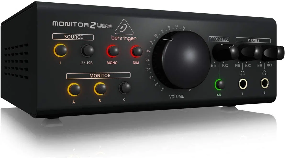 Behringer MONITOR2USB High-End Lautsprecher- und Kopfhörer-Monitoring-Controller mit VCA-Steuerung und USB-Audio-Interface