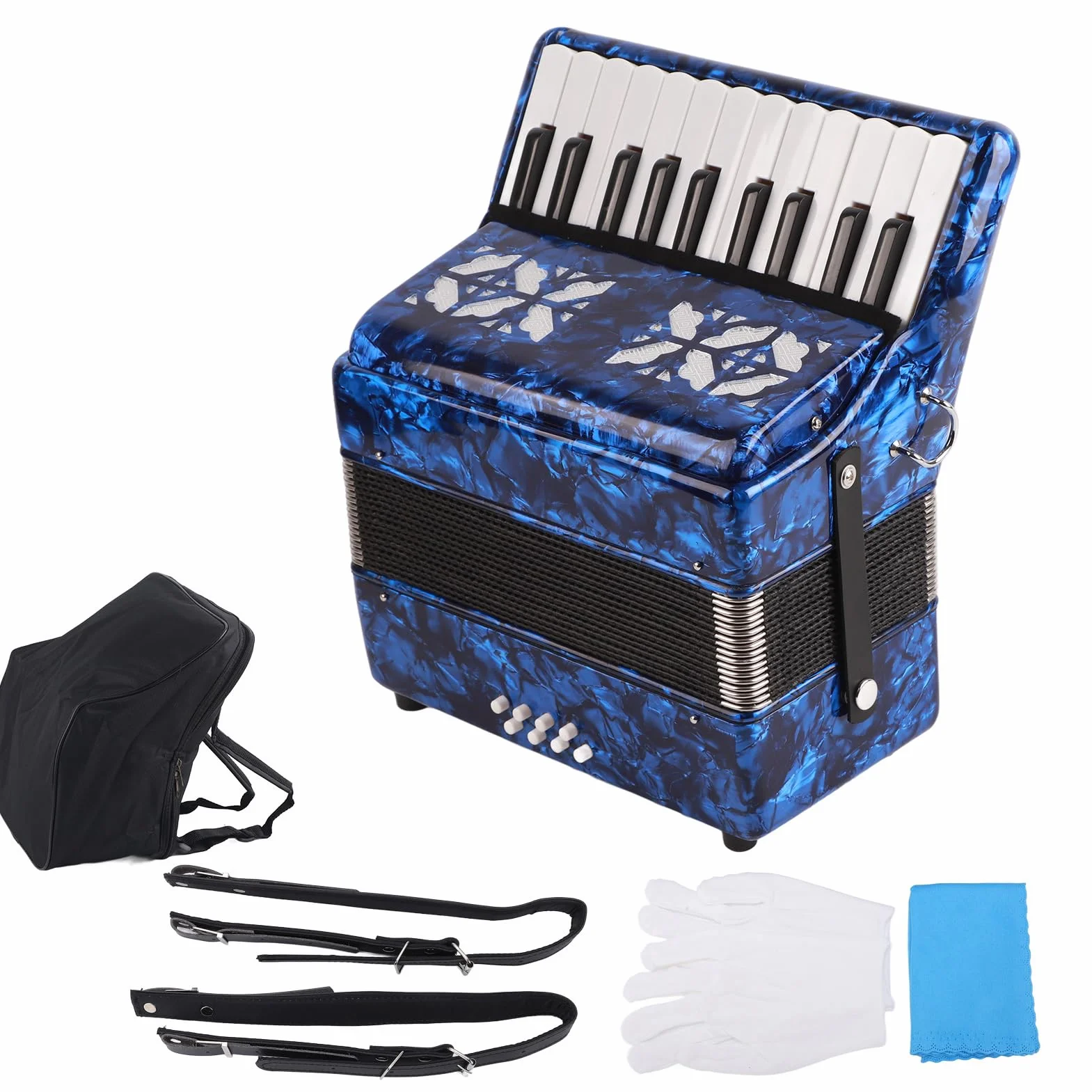 Professionelles Akkordeon, 22 Tasten und 8 Bässe, Ziehharmonika-Akkordeon, Knopfakkordeon, Standard-Design, Internationale Standardgröße, Anfänger-Akkordeon, Musikinstrument,