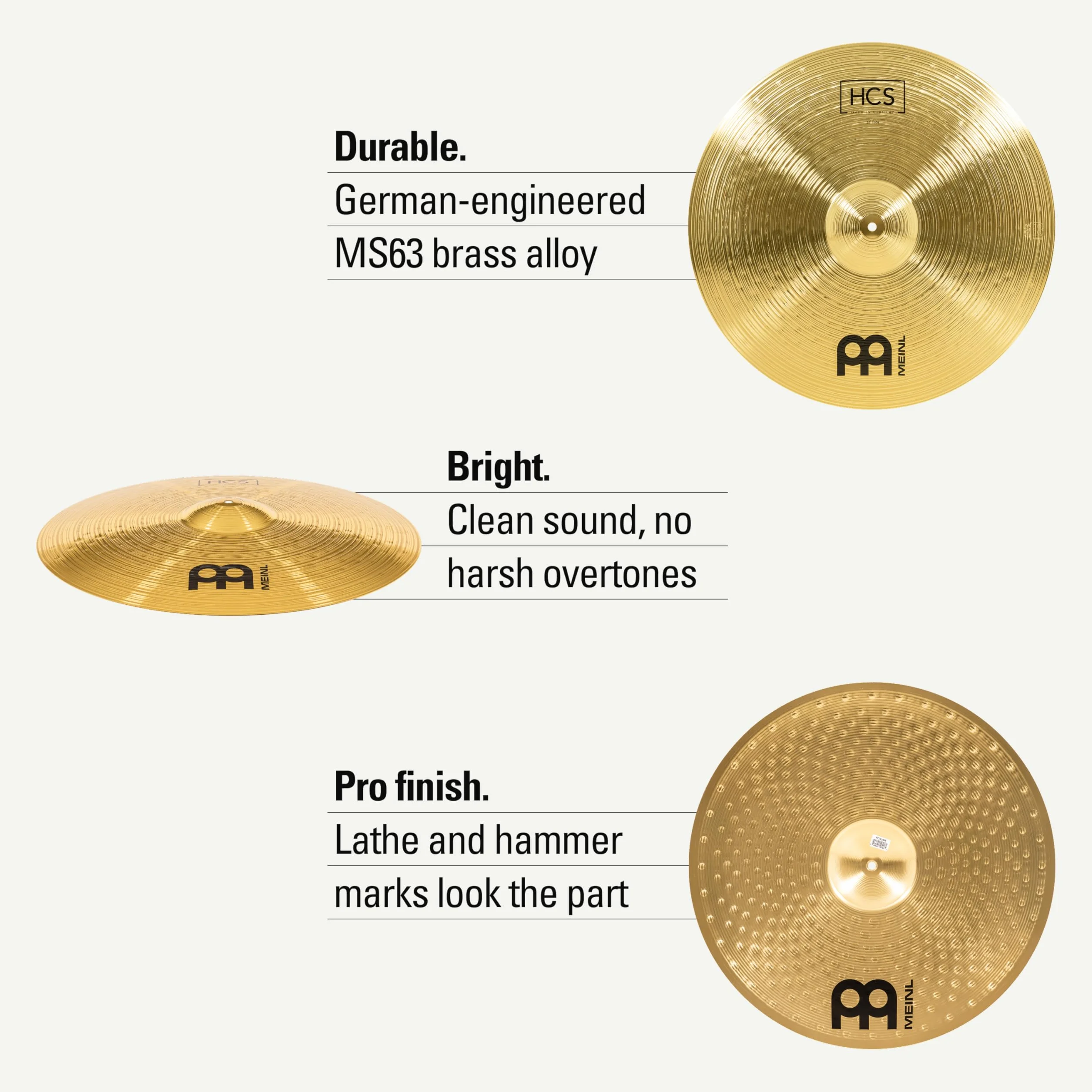 Meinl Cymbals HCS Ride — 22 Zoll (Video) Schlagzeug Becken (55,88cm) Messing, Traditionelles Finish (HCS22R)