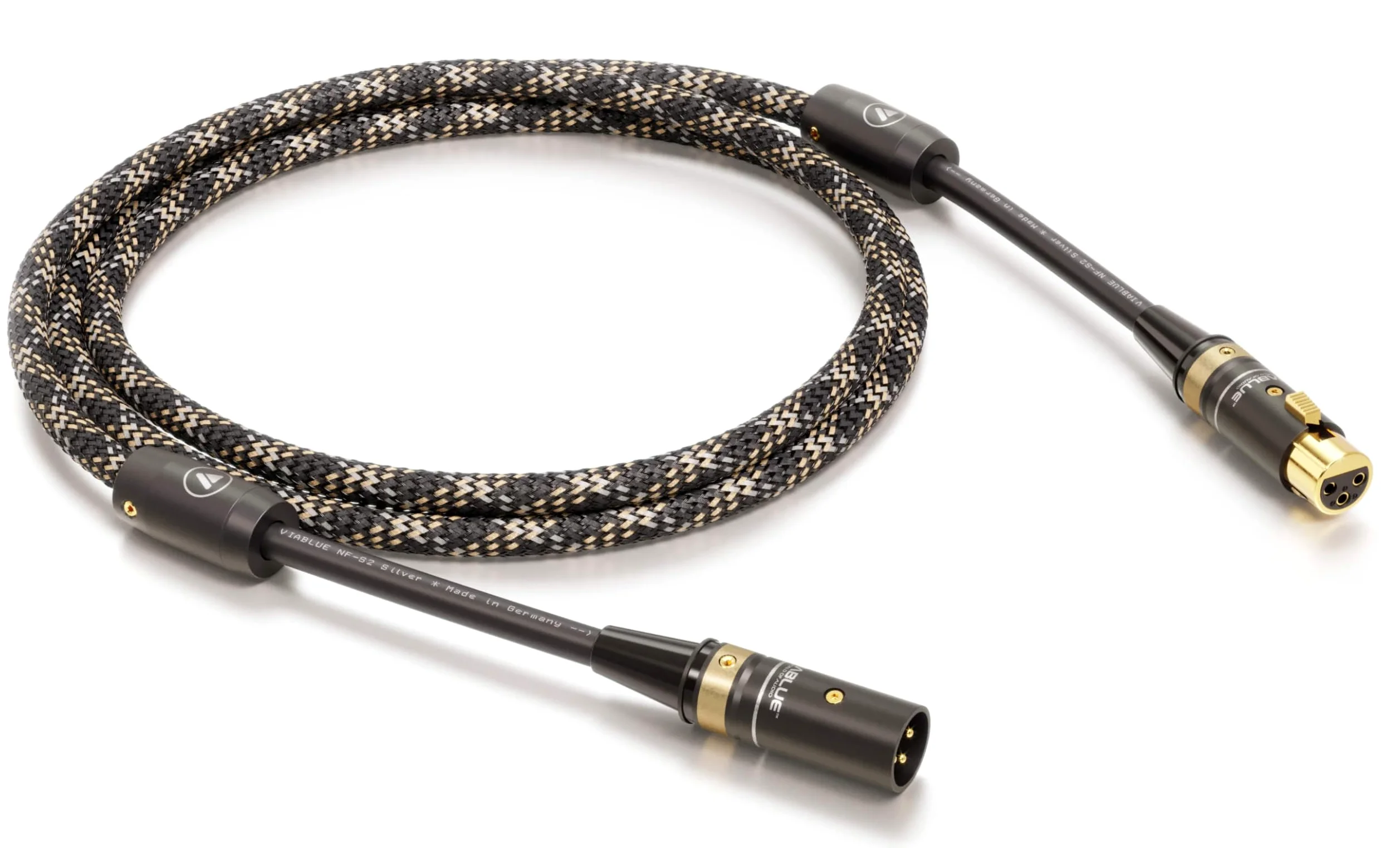 VIABLUE NF-S2 Silver Digital XLR-Kabel * High-End Digitalkabel * 2-Fach Abschirmung, versilbert * OFC Litzen * T6s XLR-Stecker * Ferritfilter * 1 Stück * 50 cm * 0.5 m