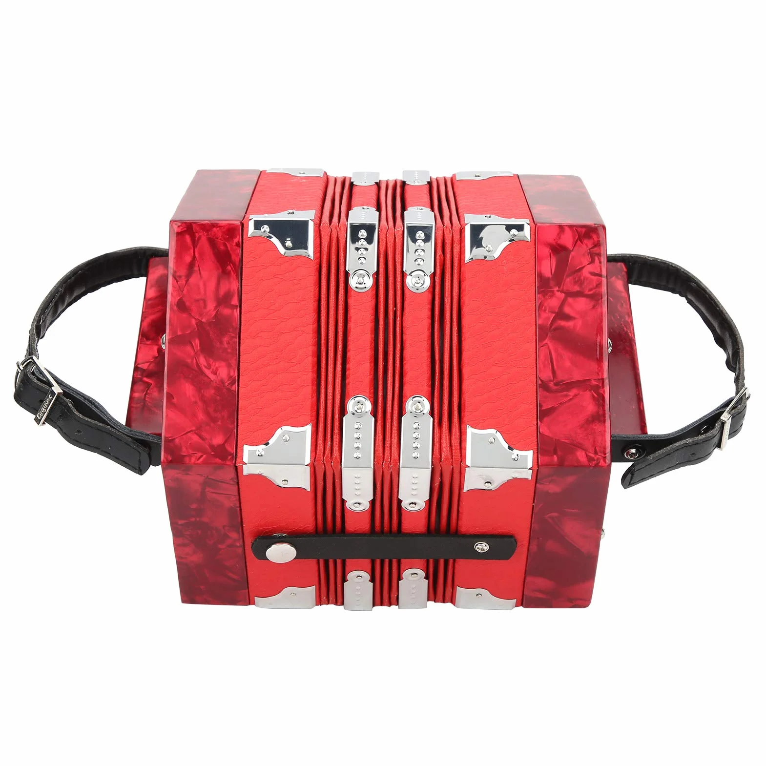 Ergonomisches Design Concertina Instrument Professionelle Akkordeon Concertina 3 Farben zur Verbesserung des Rhythmusgefühls für den Außenbereich(red)