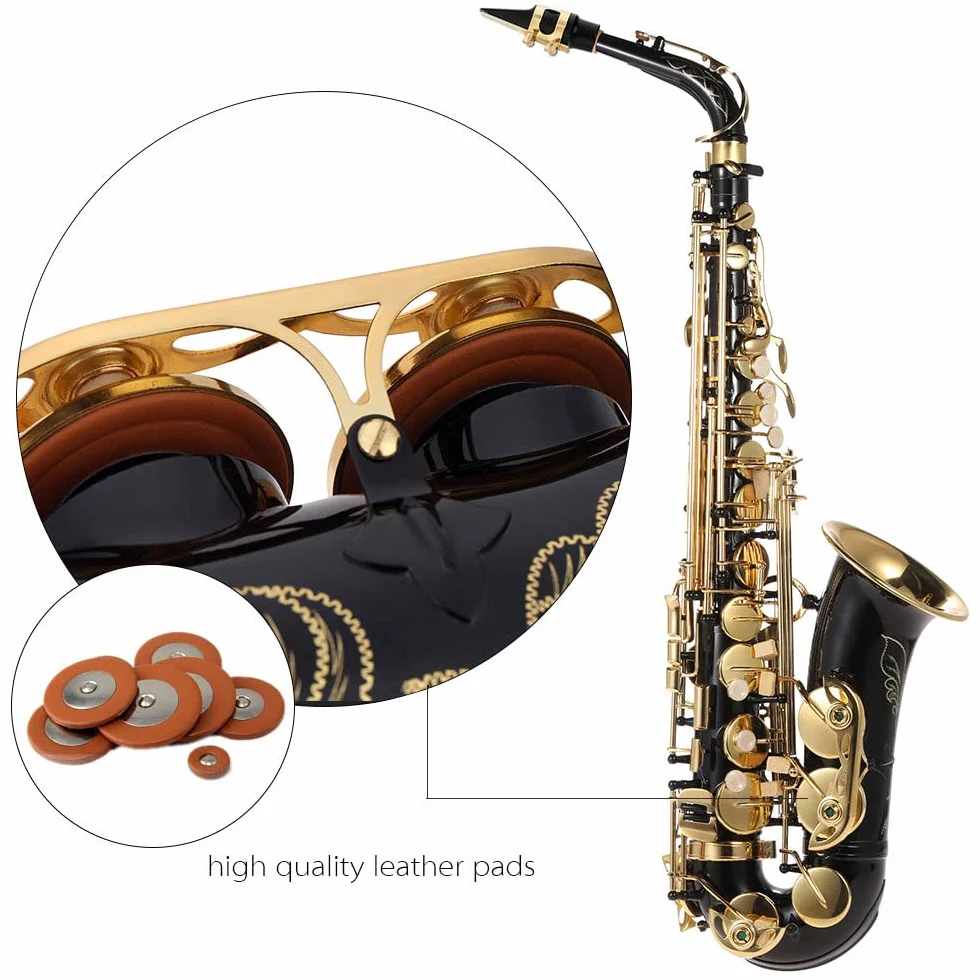 Btuty Eb Altsaxophon Messing vergoldet E-Flat Sax 82Z Schlüsseltyp Holzblasinstrument mit Reinigungsborste Tuch Handschuh Polstercase