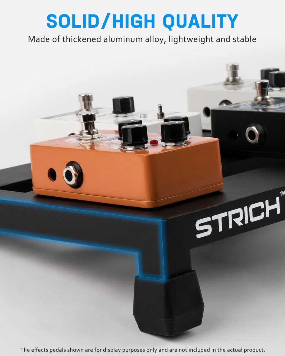 STRICH Gitarre Pedalboard aus Aluminiumlegierung 0,54 kg (superleicht) Effektpedalbrett 38 cm x 22 cm mit Tragetasche, MINI+ 15