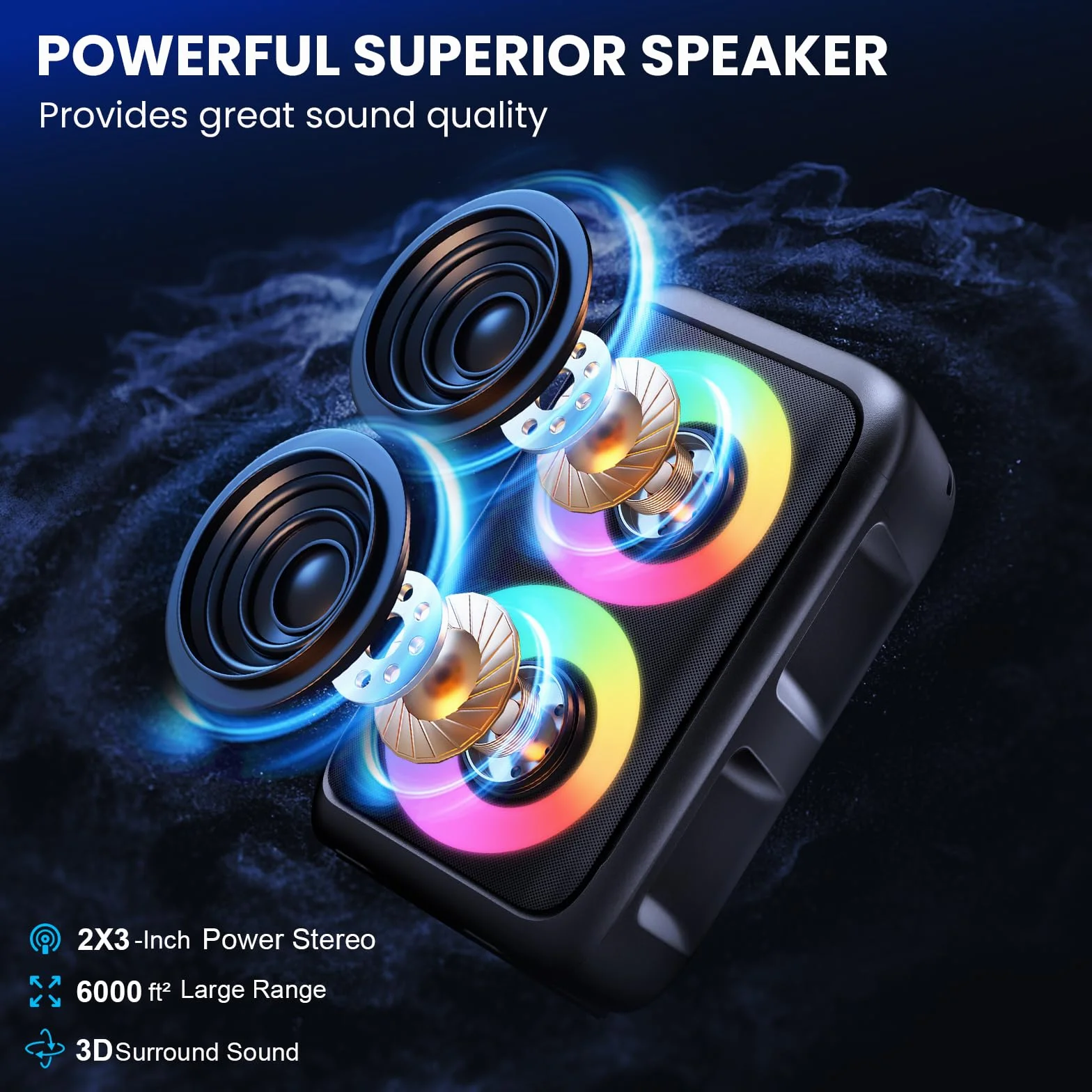 Karaoke Maschine mit 2 kabellosen Mikrofonen – 2x10W Tragbarer Bluetooth Lautsprecher, unterstützt TWS/AUX/USB/FM für TV, Smartphone & Tablet – Ideal für Party, Geburtstag & Reisen (Mic2)
