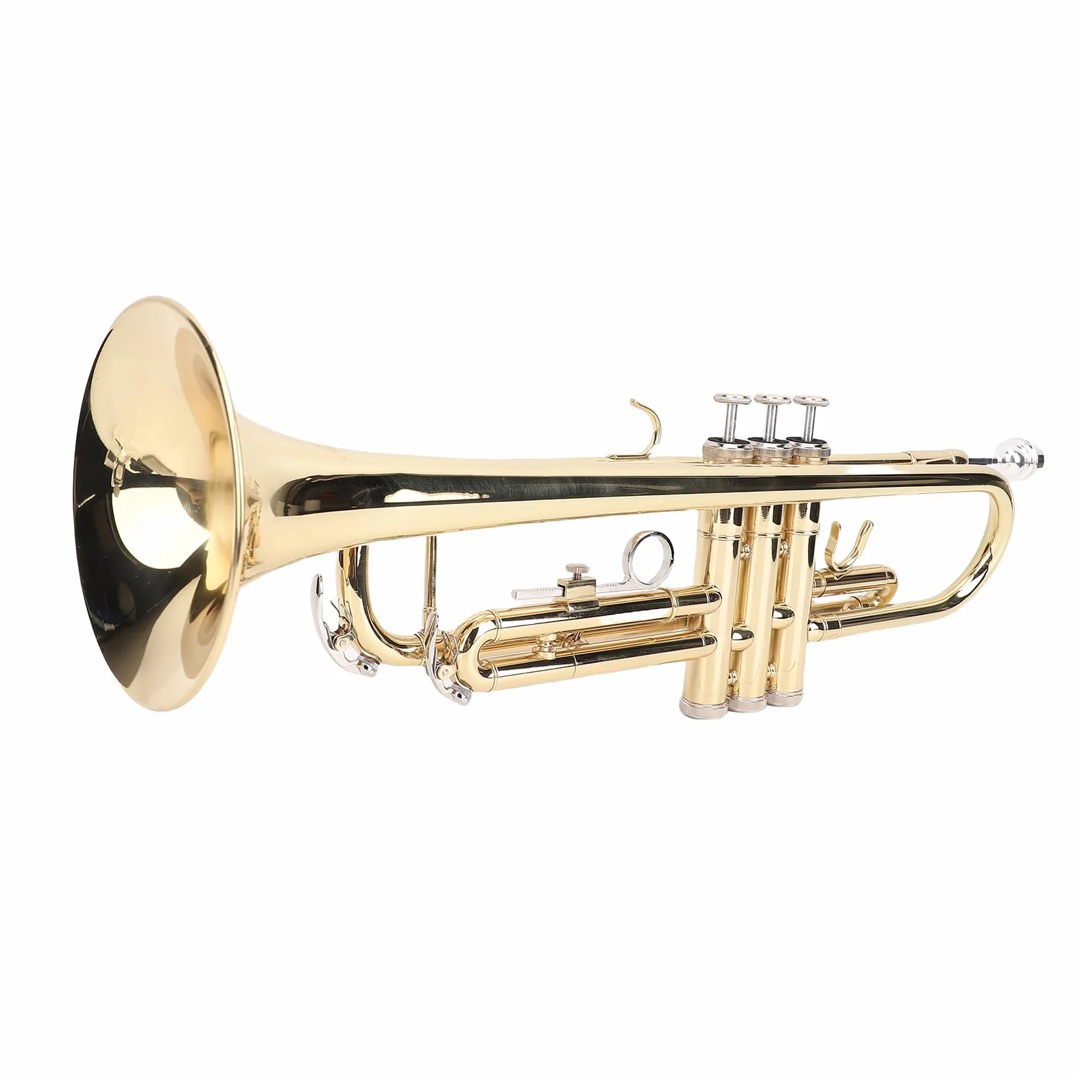 Bb-Messing-Kornett-Set, Professionelles Kornett- und Trompeteninstrument mit Messingkonstruktion, Phosphorkupfer für Hellen Klang, Flexiblen Tasten, mit Stoßfester Tragetasche und