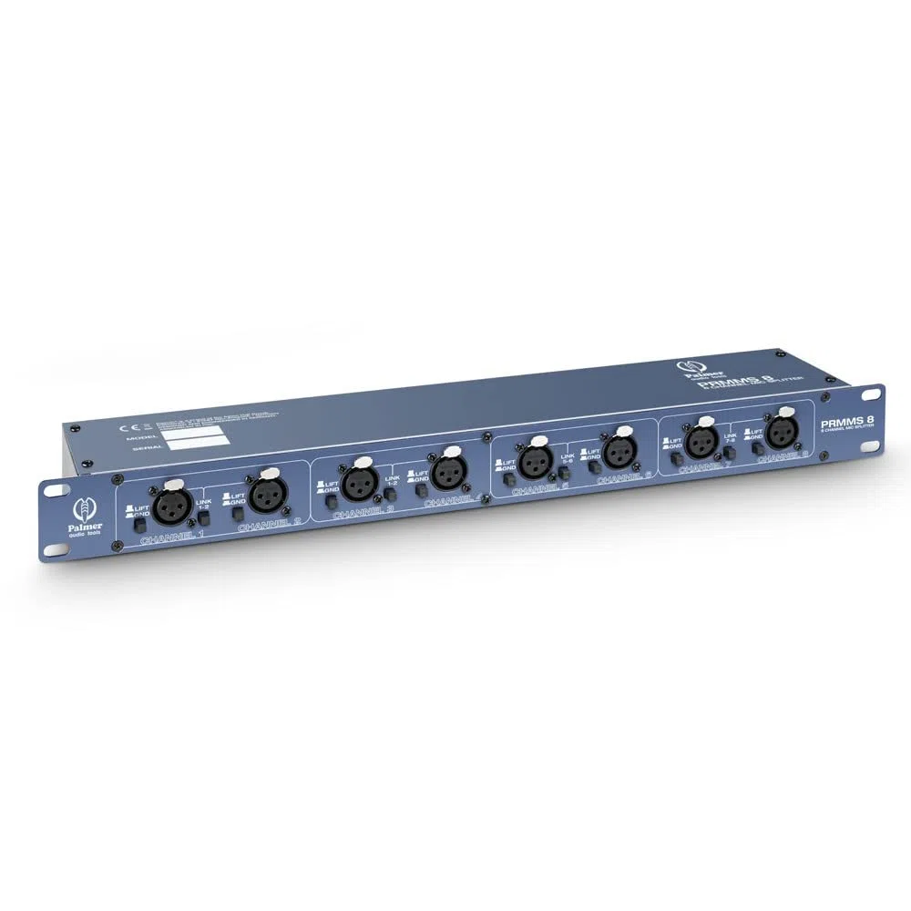 Palmer RMMS 8 - Mikrofon-Splitter, 8 symmetrische XLR Eingänge, 8-Kanal, blau, 19"